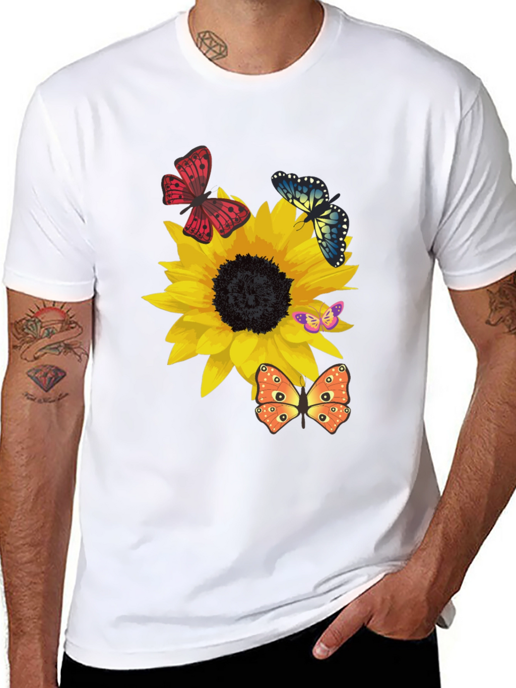 Sunflower & Butterfly Graphic Tee