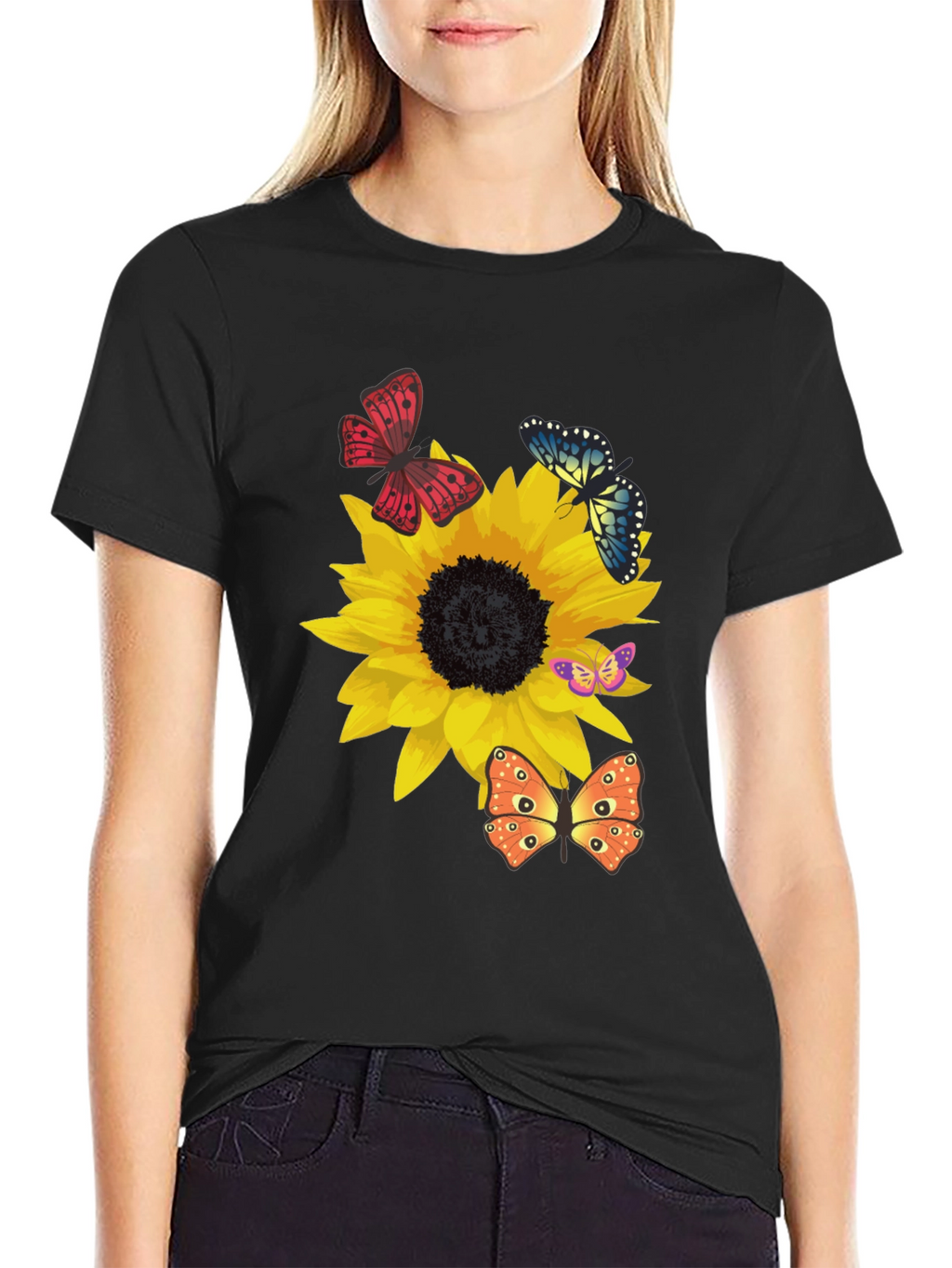 Sunflower & Butterfly Graphic Tee