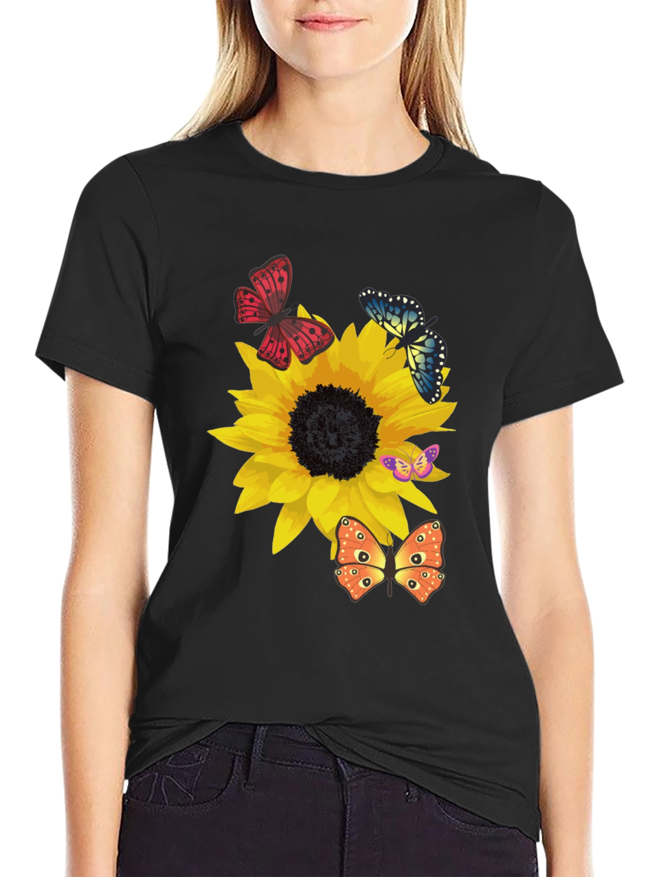 Sunflower & Butterfly Graphic Tee