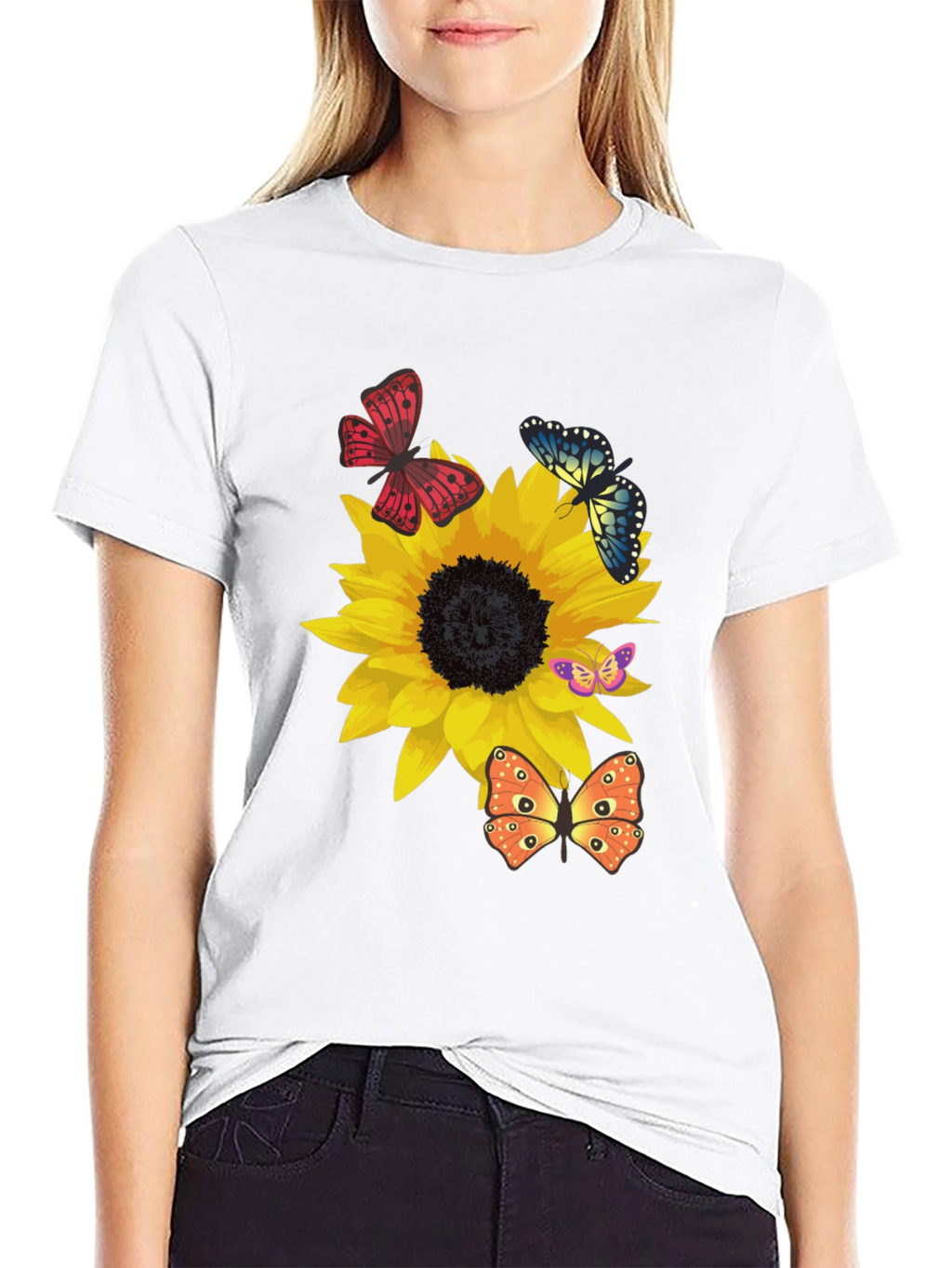 Sunflower & Butterfly Graphic Tee