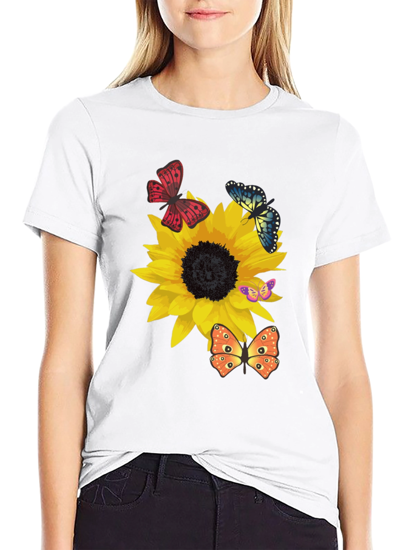 Sunflower & Butterfly Graphic Tee