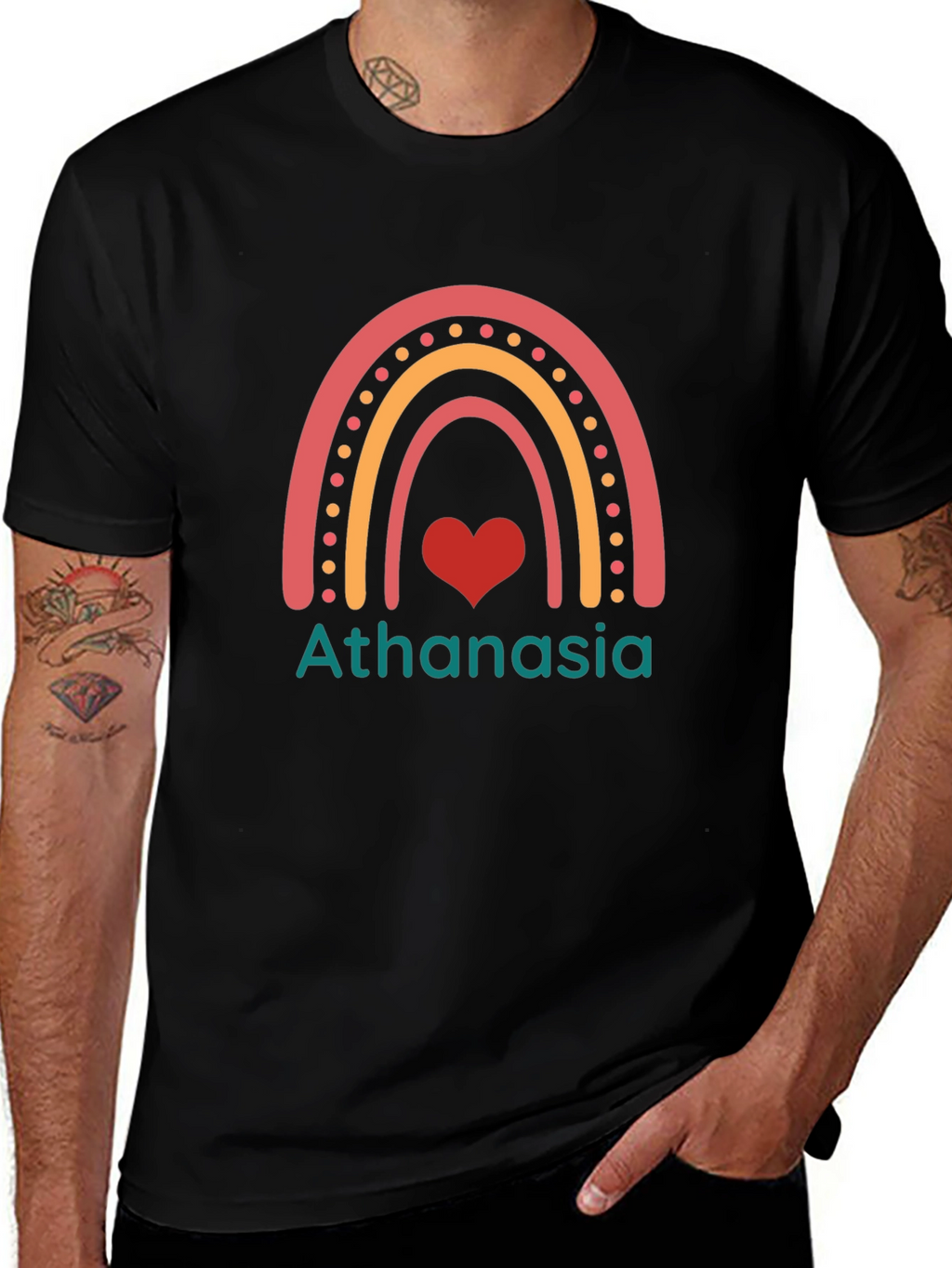 Athanasia Rainbow Heart Graphic T-Shirt