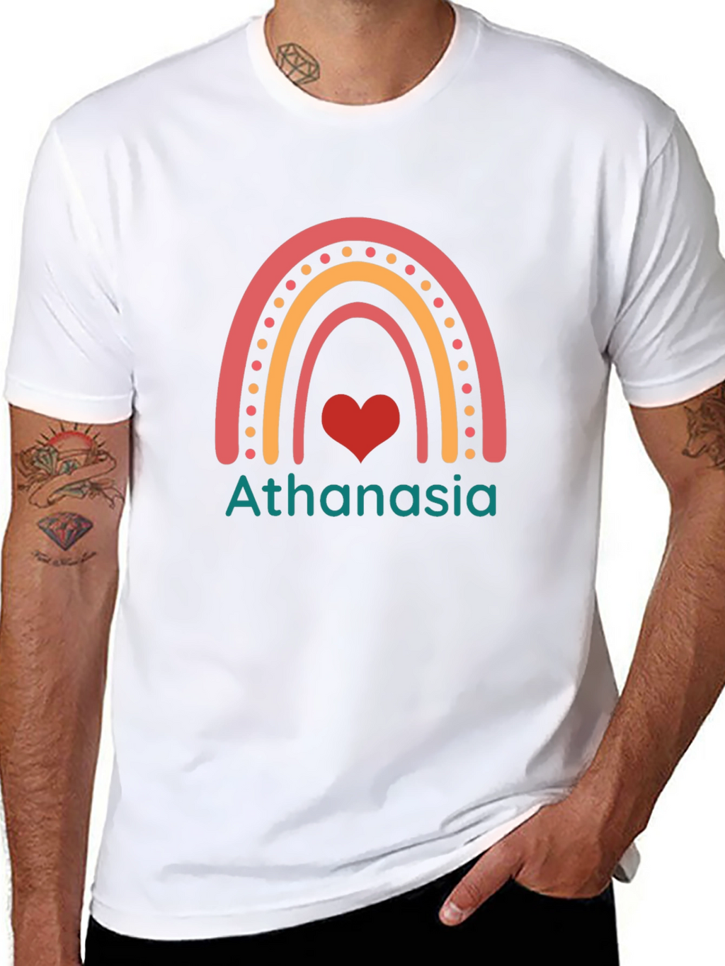 Athanasia Rainbow Heart Graphic T-Shirt