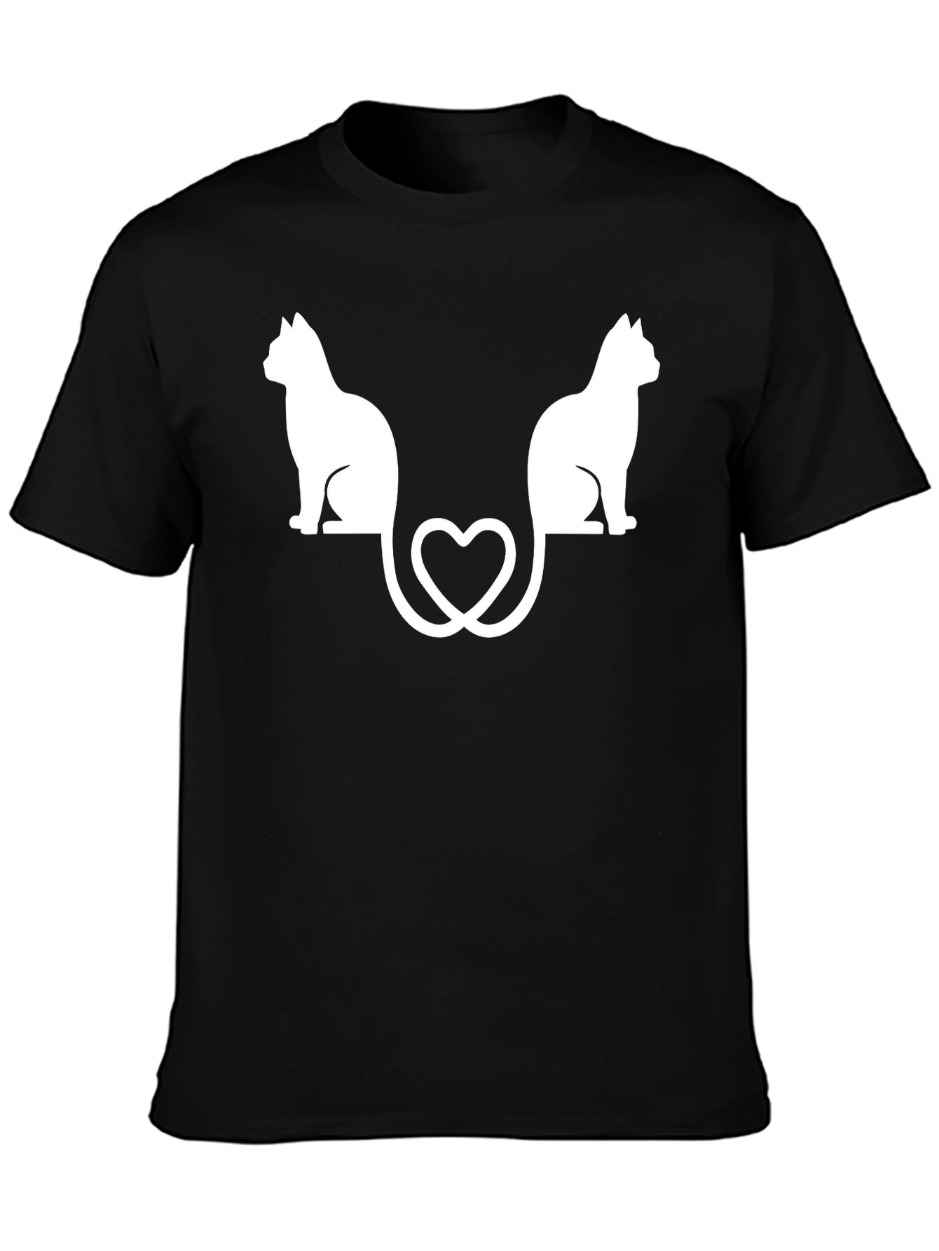 Cute Cats Heart Tail Graphic Tee