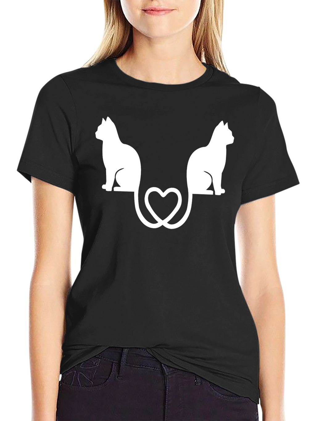 Cute Cats Heart Tail Graphic Tee