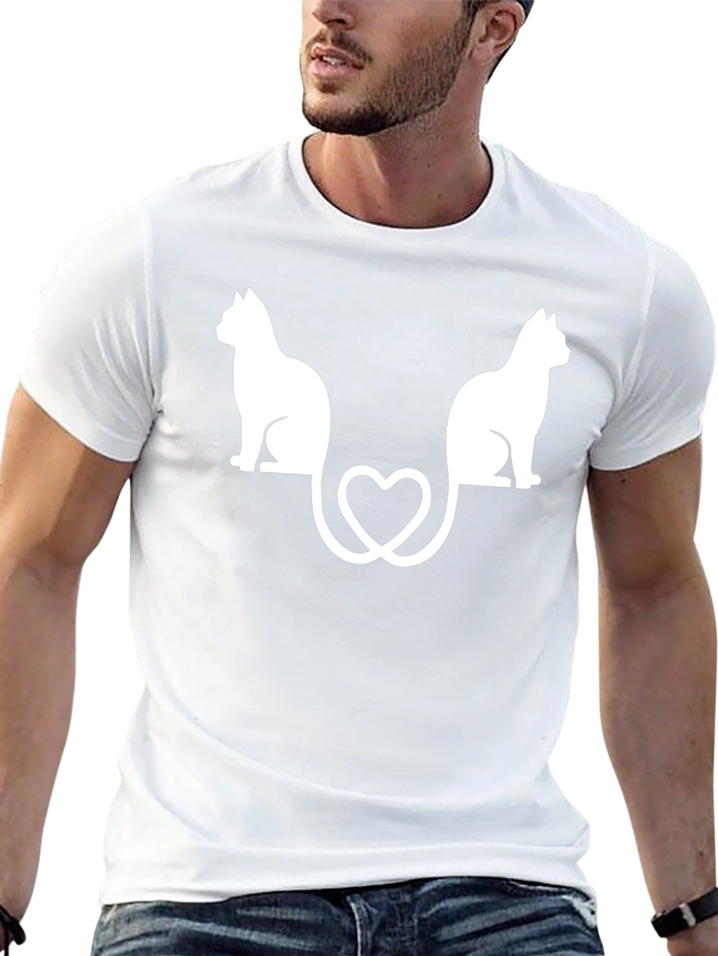 Cute Cats Heart Tail Graphic Tee