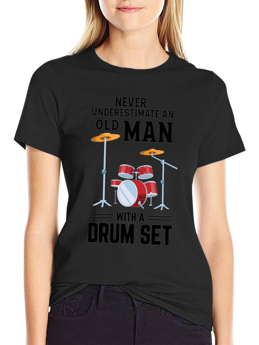Drum Set Old Man Graphic Tee
