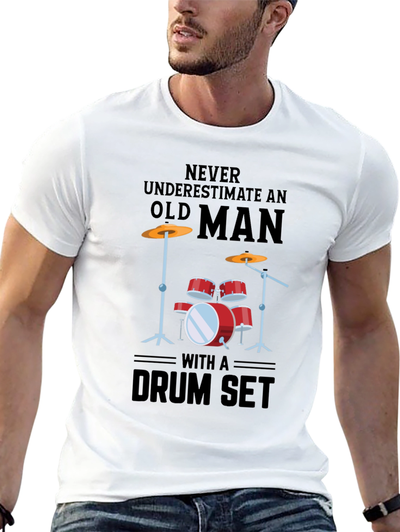 Drum Set Old Man Graphic Tee