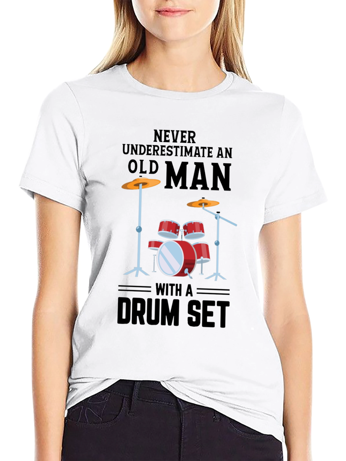 Drum Set Old Man Graphic Tee