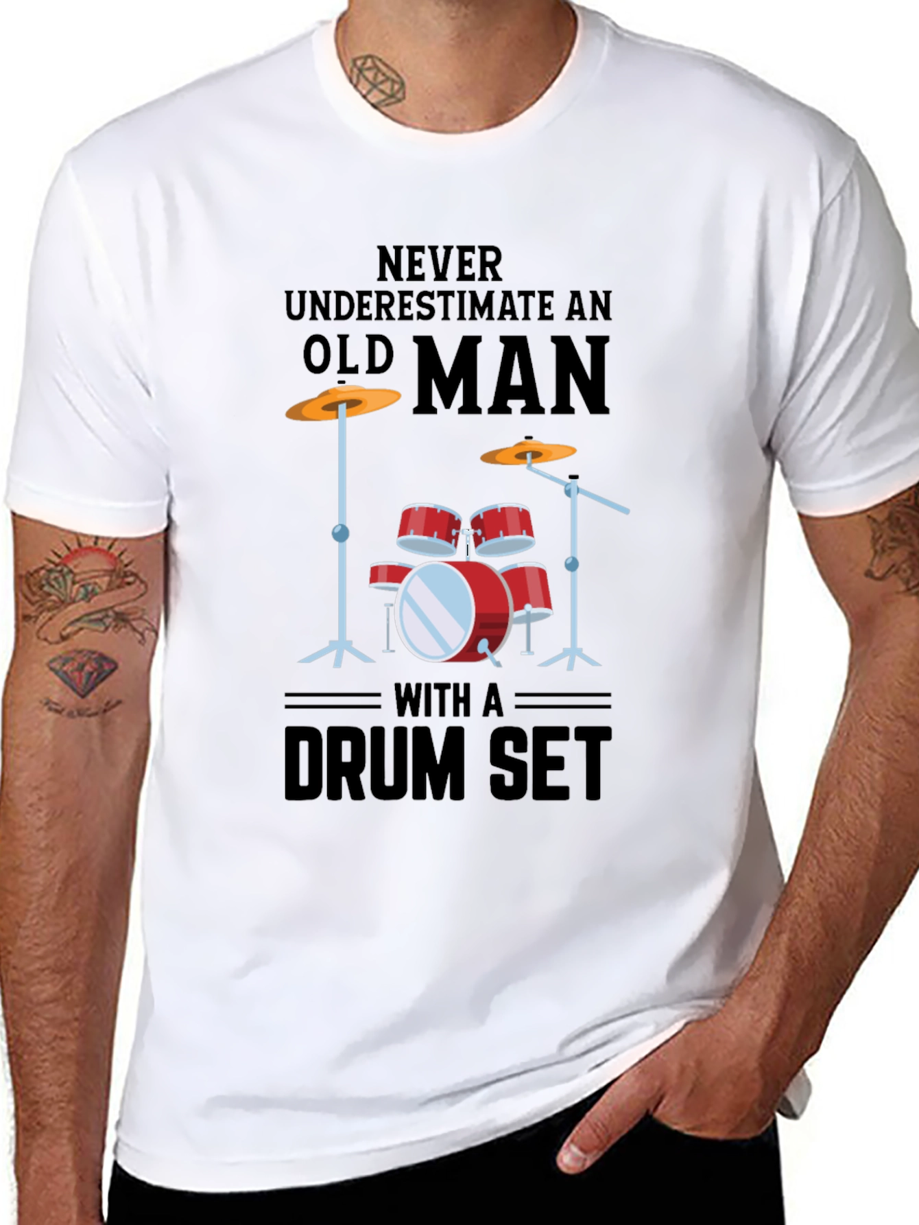 Drum Set Old Man Graphic Tee