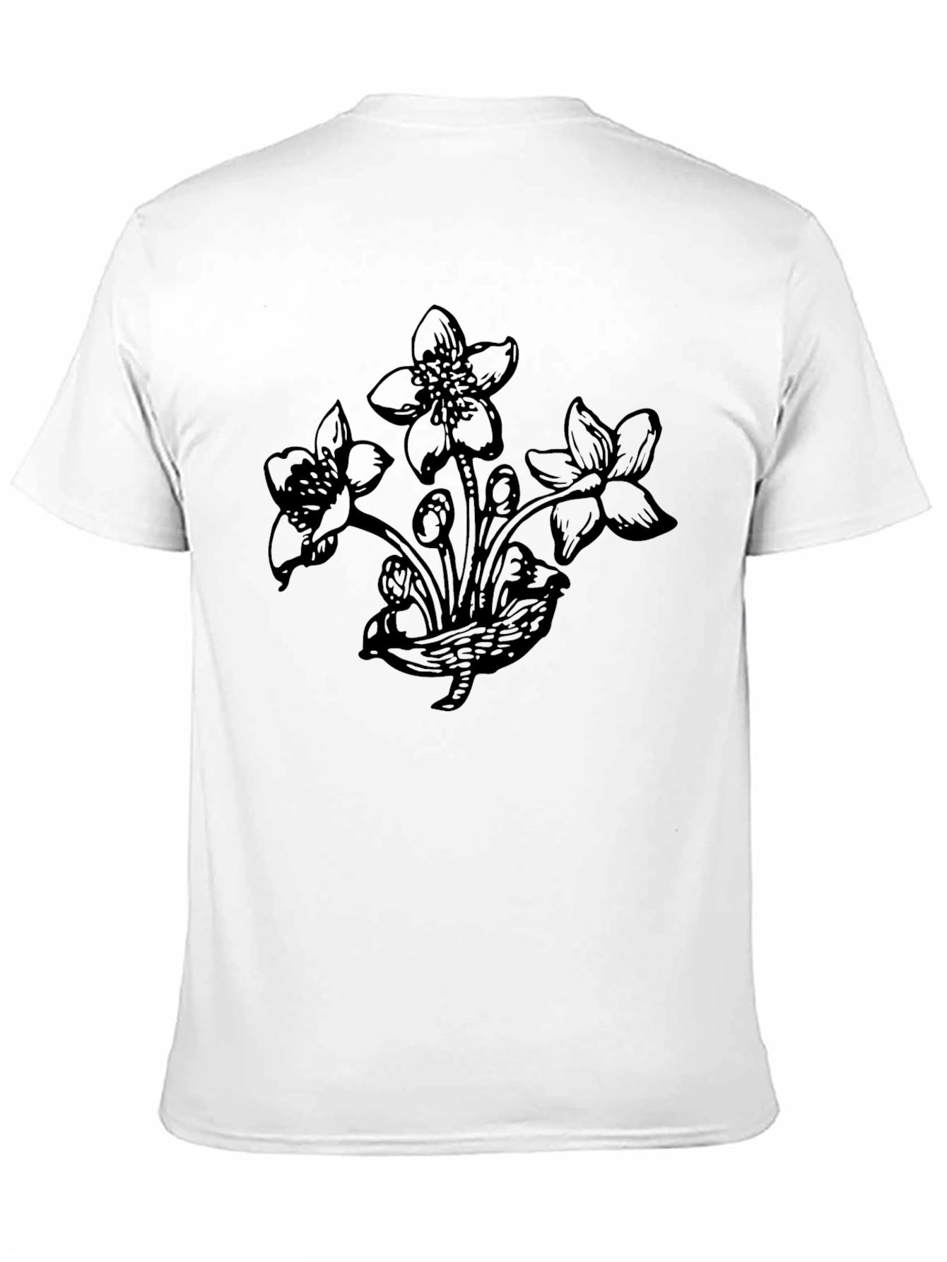Botanical Flower Graphic Black T-Shirt