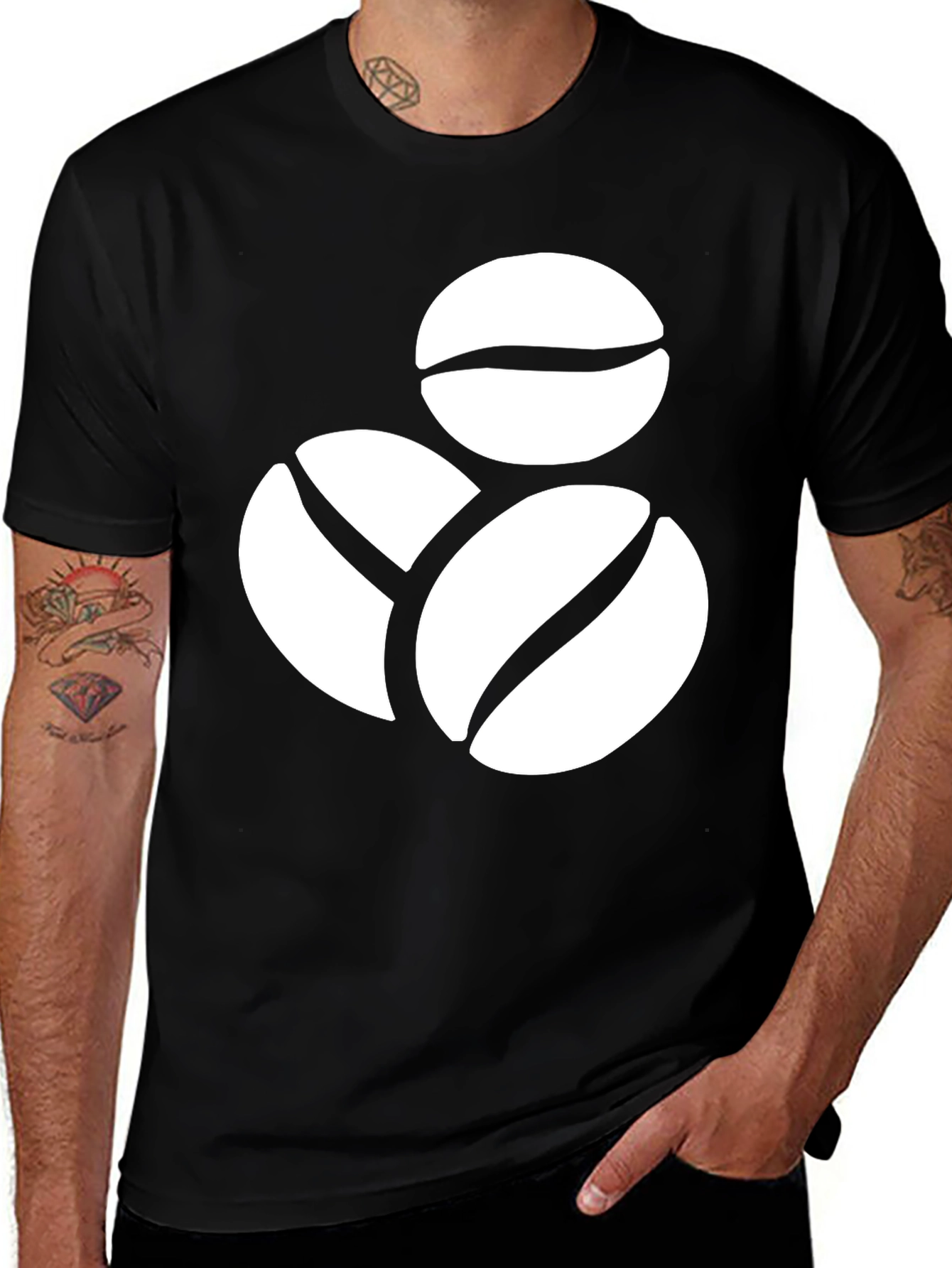 Coffee Bean Graphic Tee - Black Casual Shirt