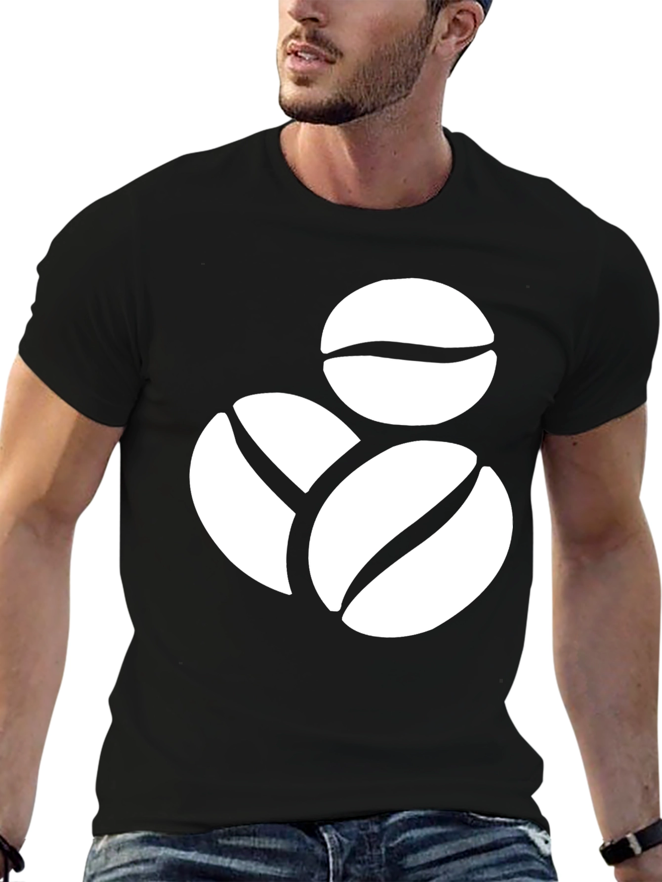 Coffee Bean Graphic Tee - Black Casual Shirt