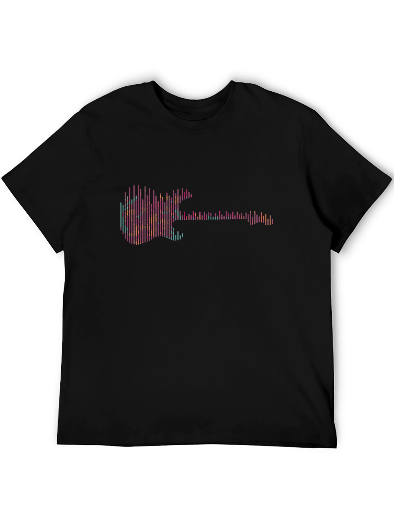 Abstract Guitar Graphic Tee - Black Cotton T-Shirt