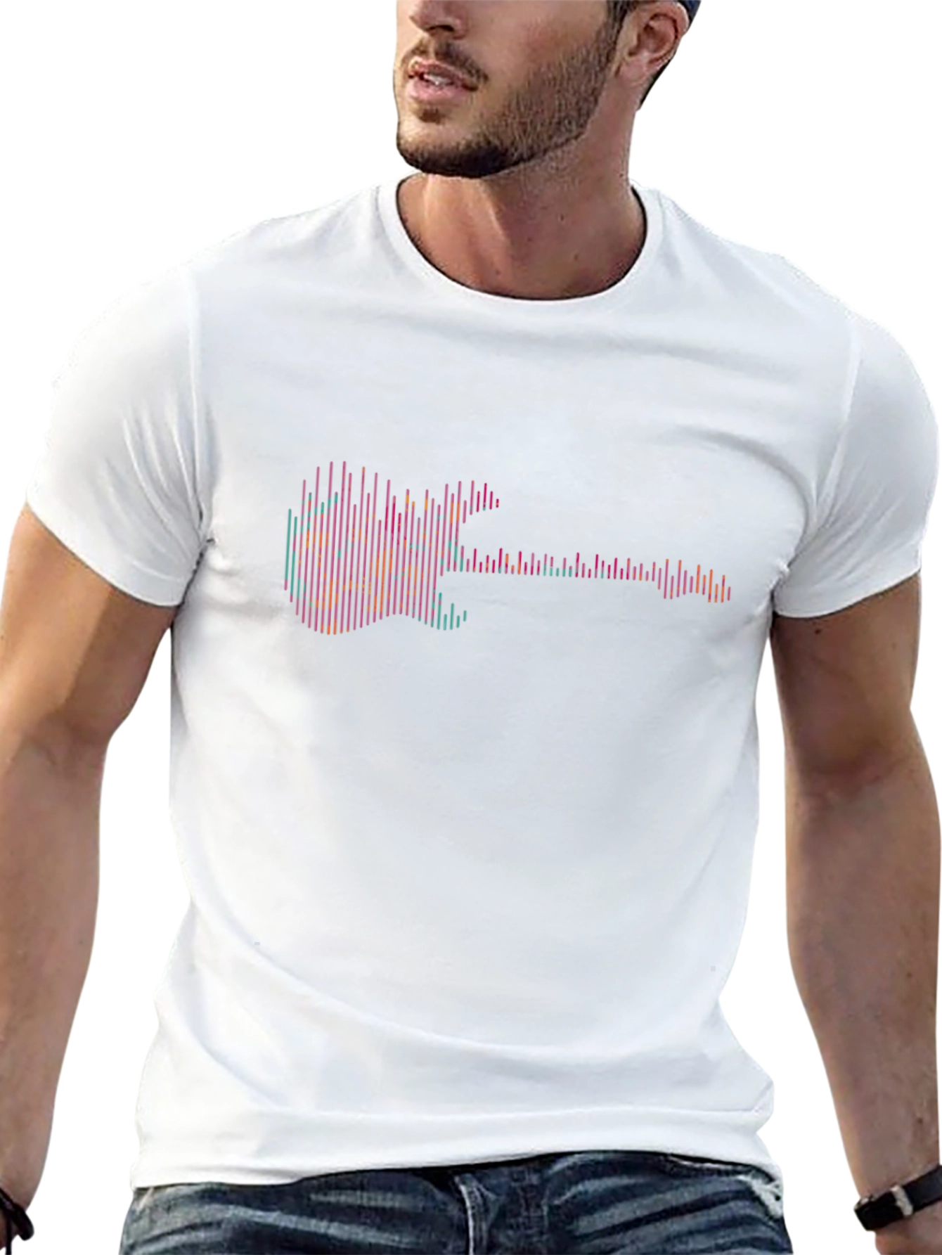 Abstract Guitar Graphic Tee - Black Cotton T-Shirt