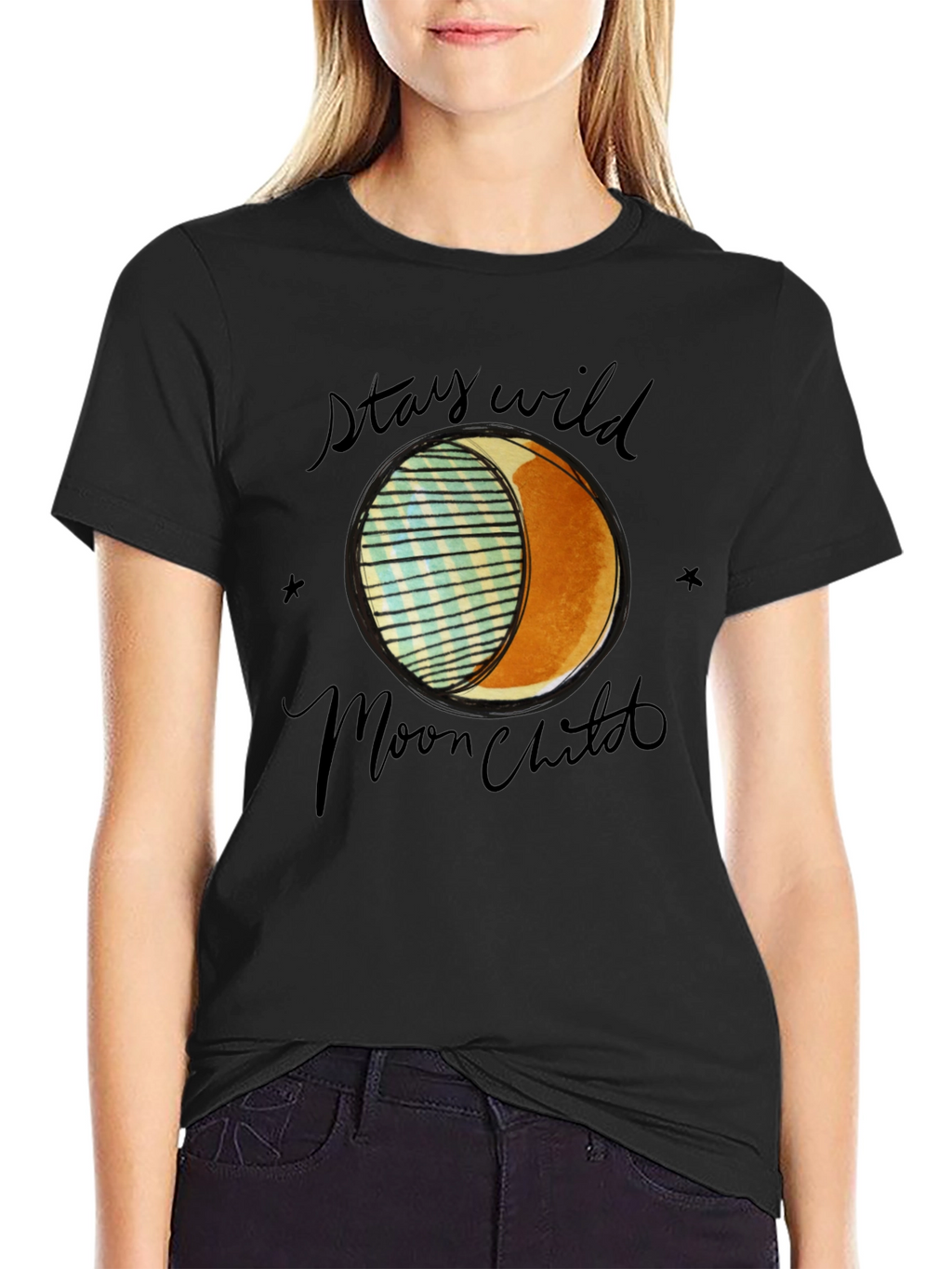 Stay Wild Moon Child Black Graphic Tee