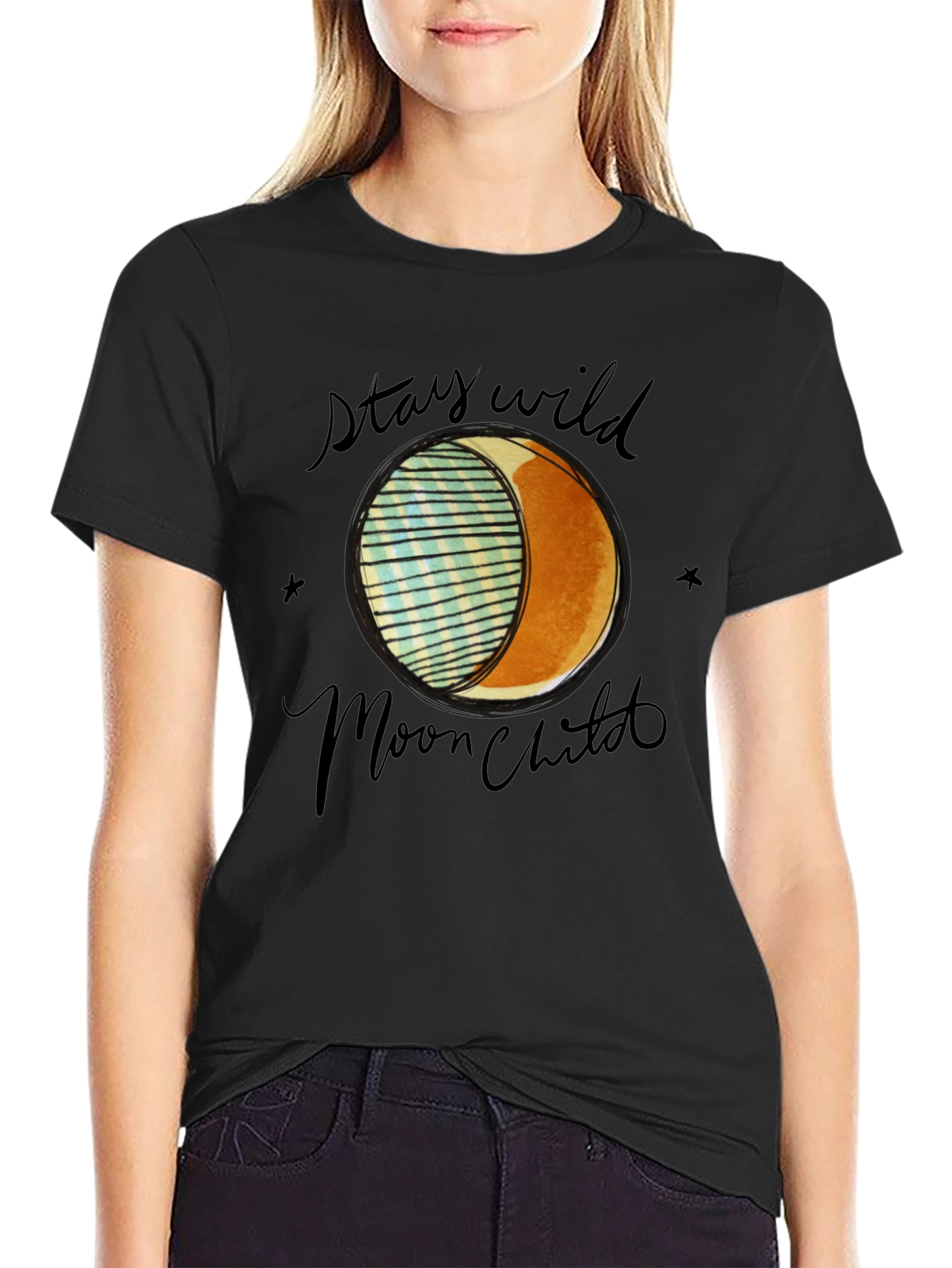 Stay Wild Moon Child Black Graphic Tee