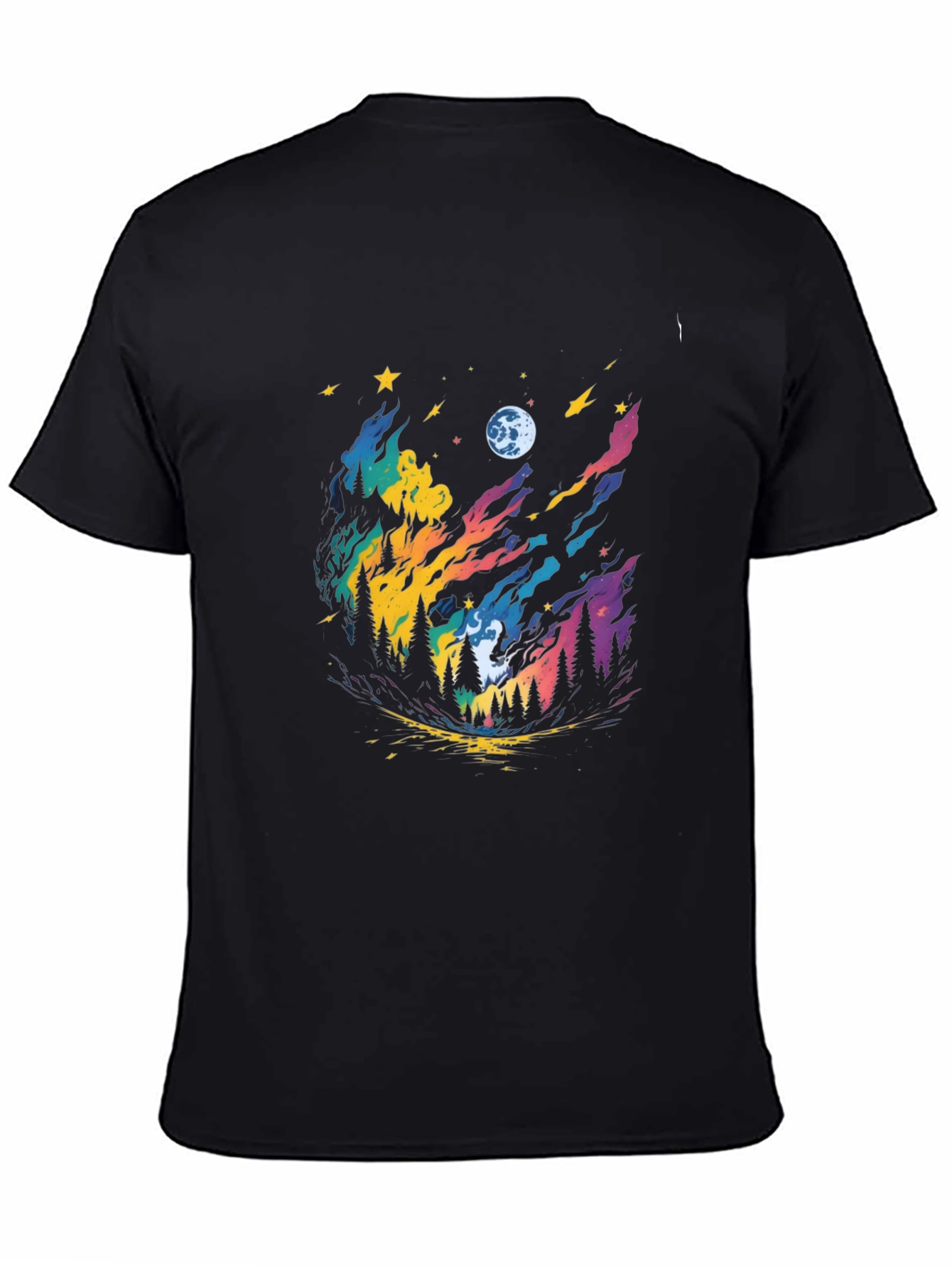 Colorful Night Sky Forest Graphic Tee