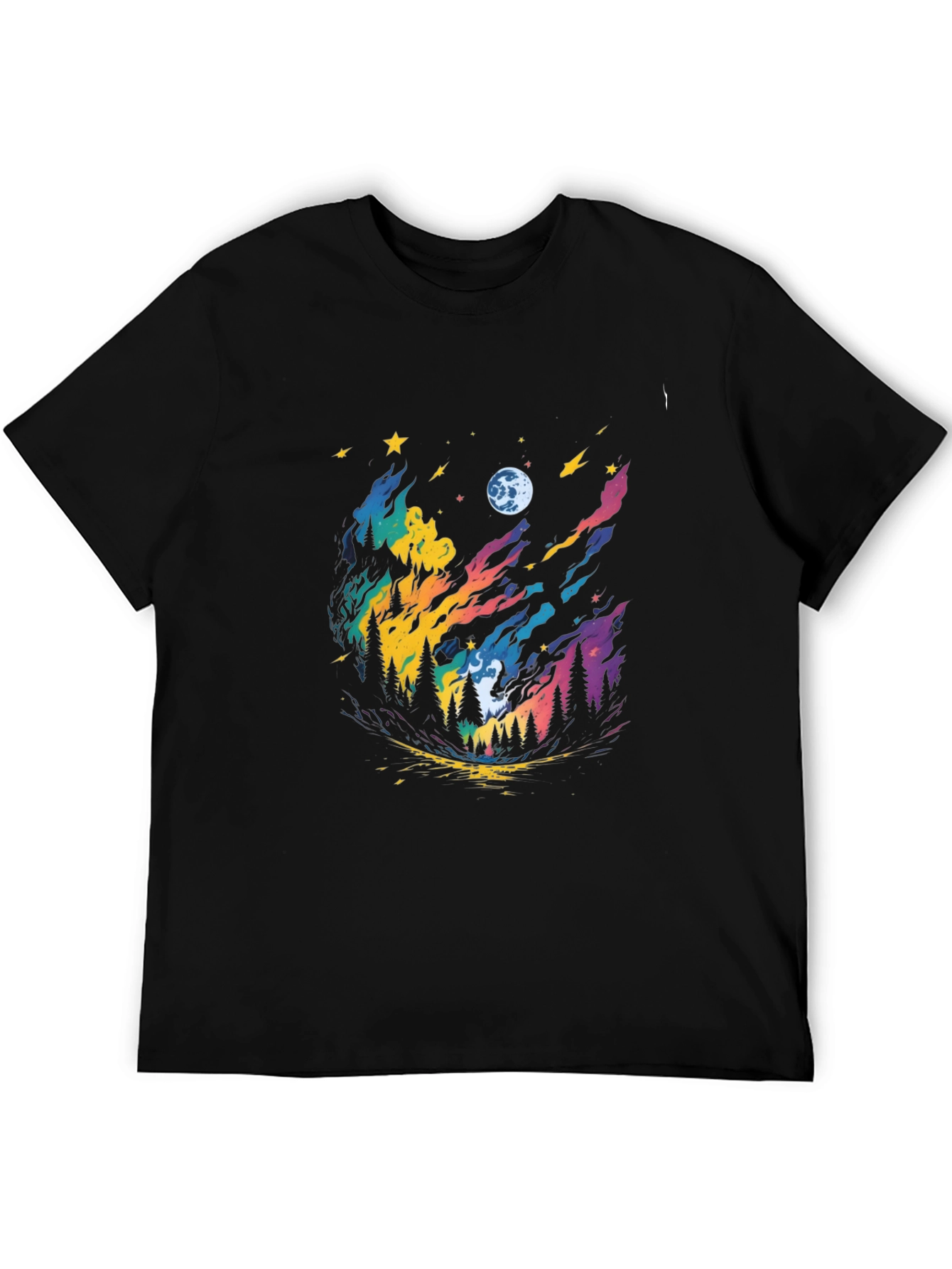 Colorful Night Sky Forest Graphic Tee