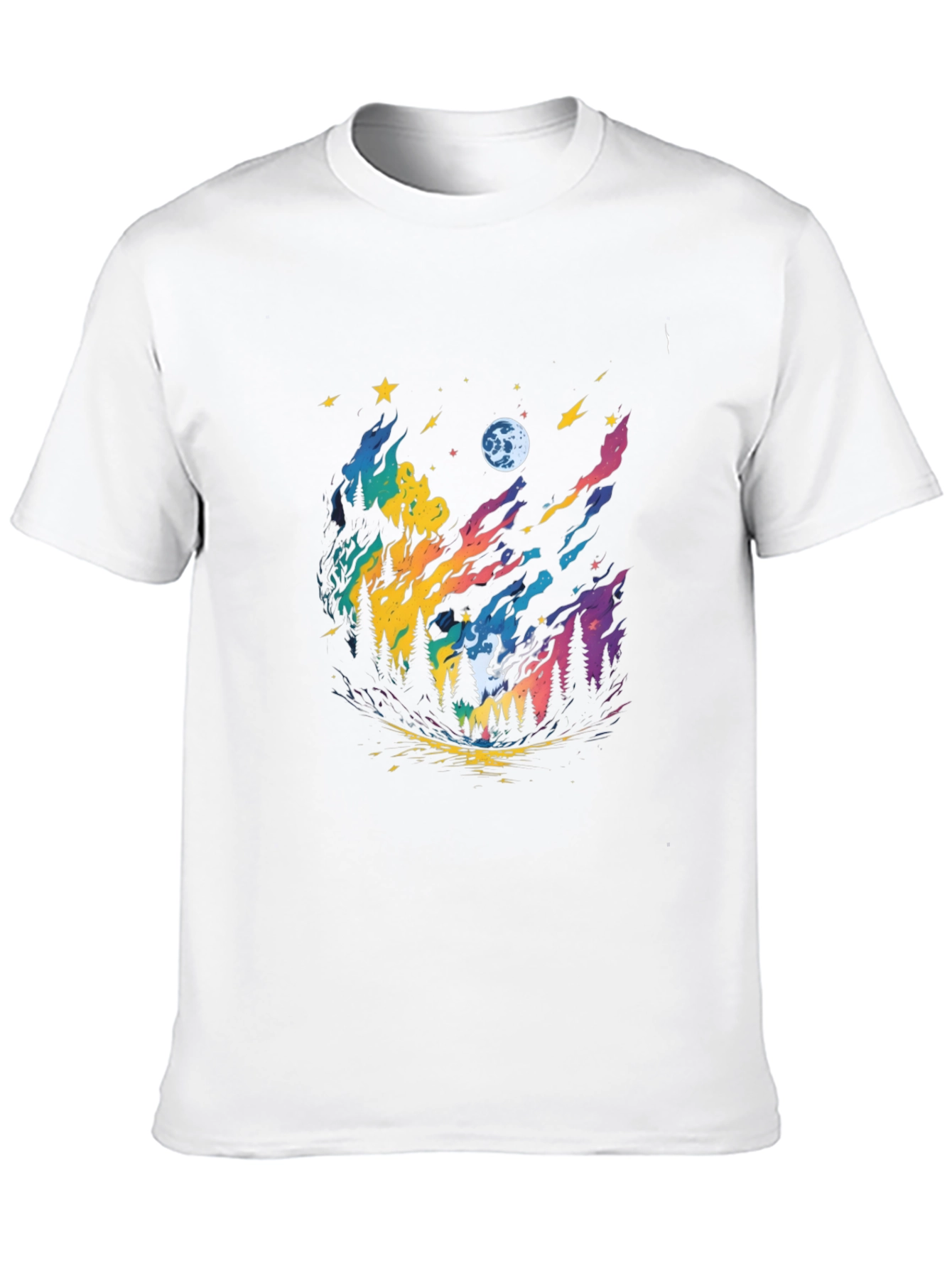 Colorful Night Sky Forest Graphic Tee