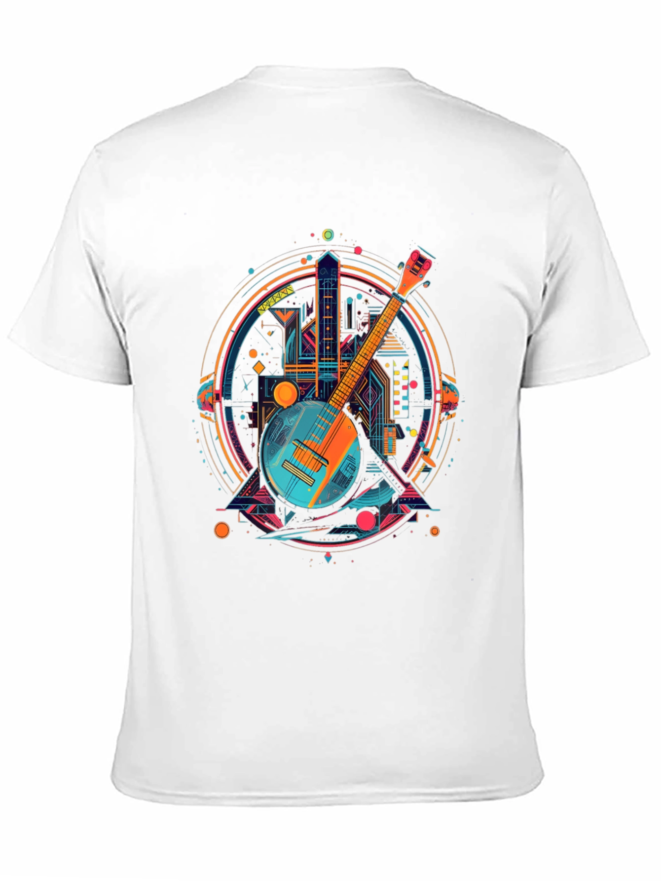 Banjo Cityscape Graphic Tee - Retro Music Shirt