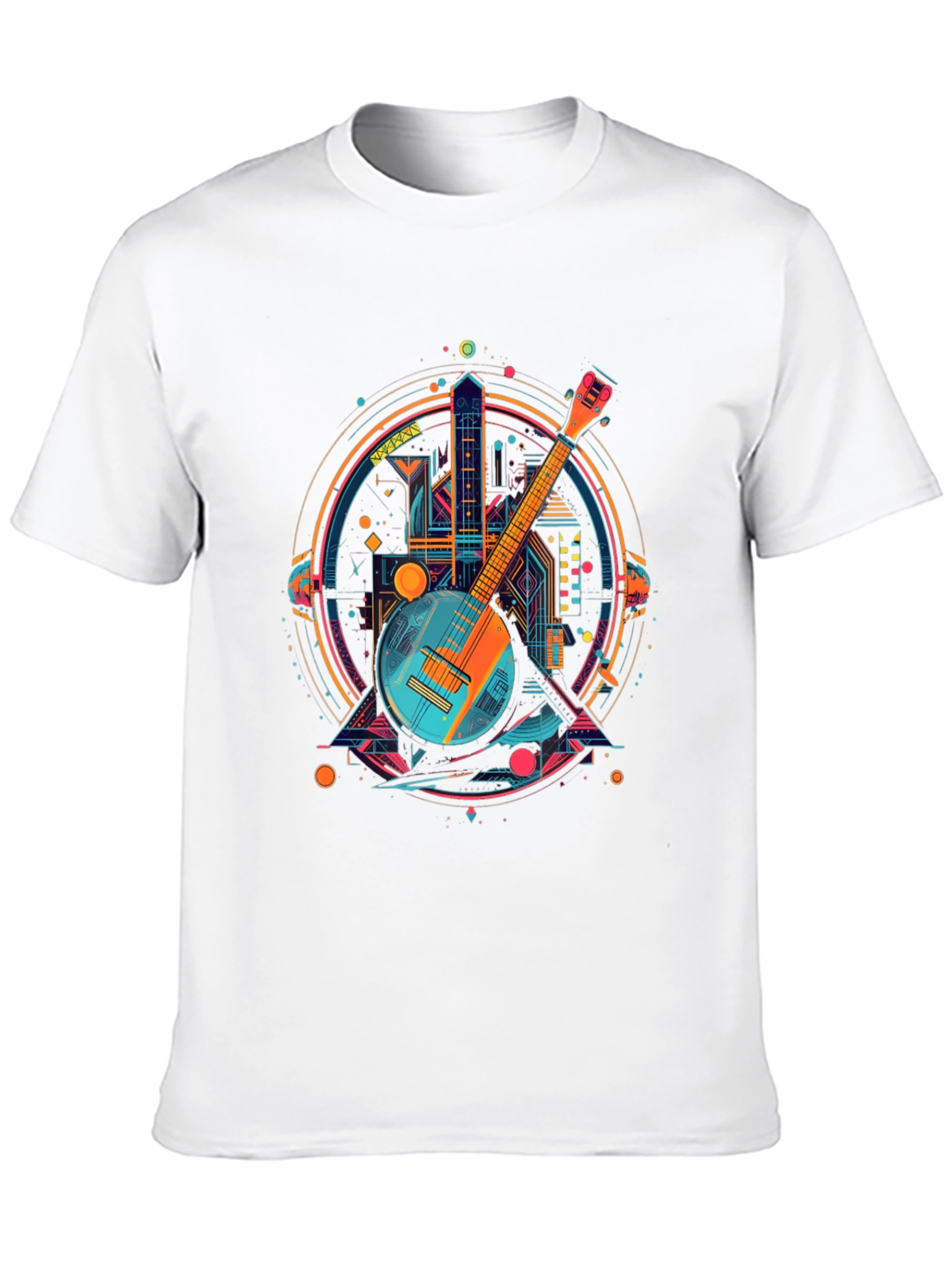 Banjo Cityscape Graphic Tee - Retro Music Shirt