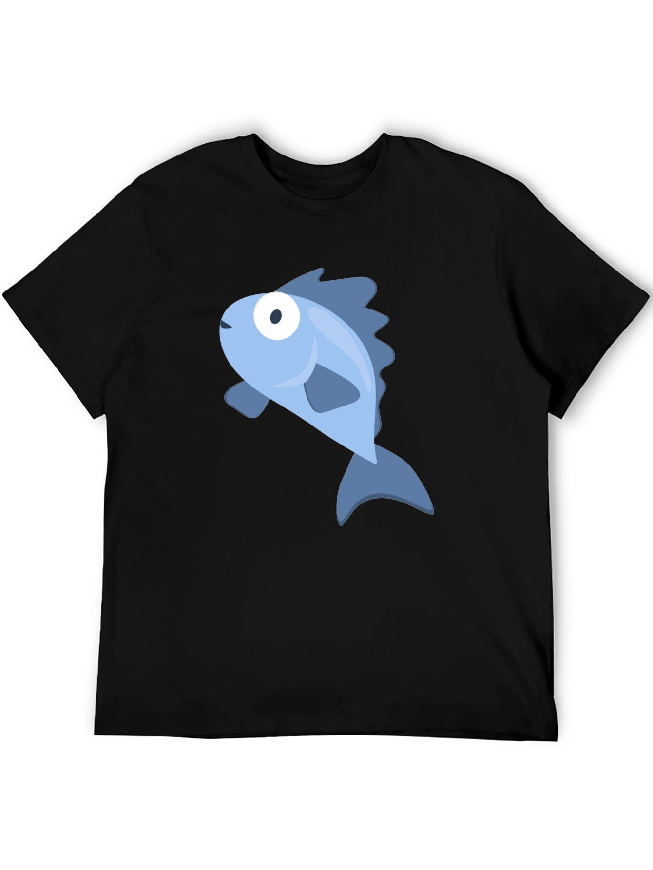 Blue Fish Graphic Black T-Shirt