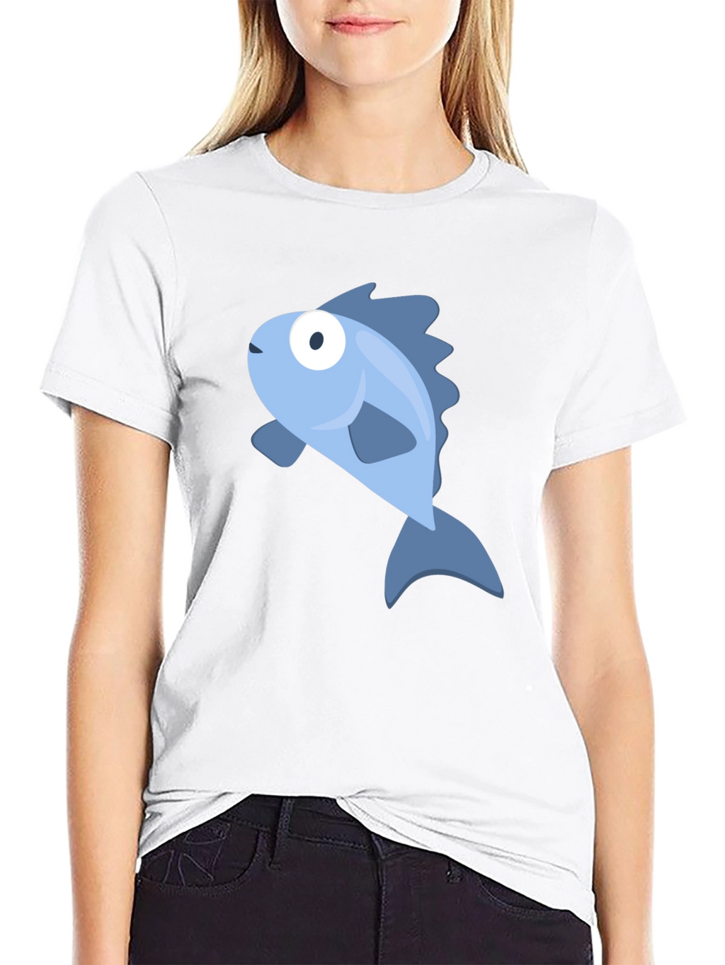 Blue Fish Graphic Black T-Shirt