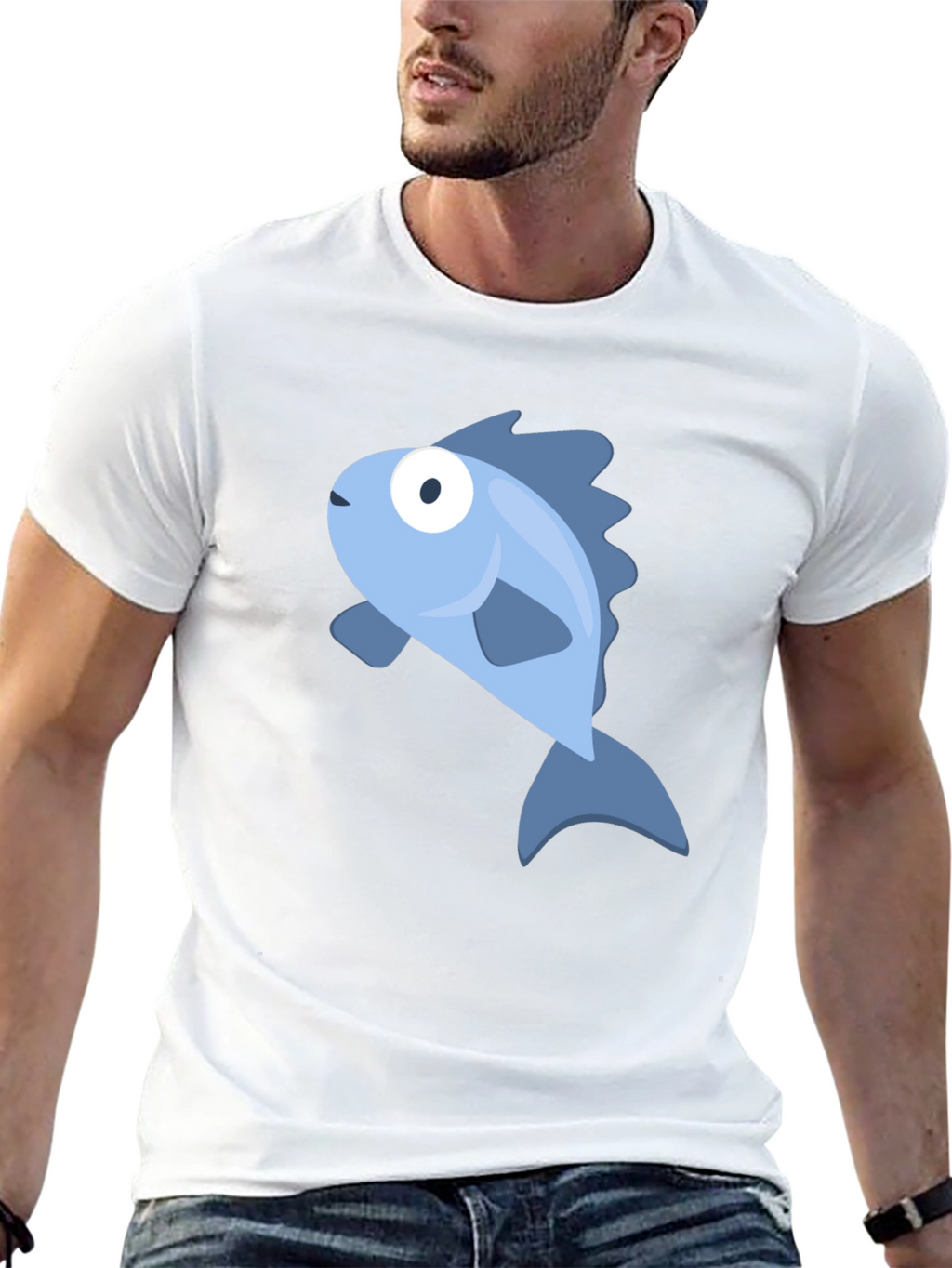 Blue Fish Graphic Black T-Shirt