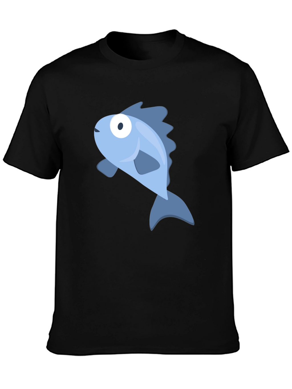 Blue Fish Graphic Black T-Shirt