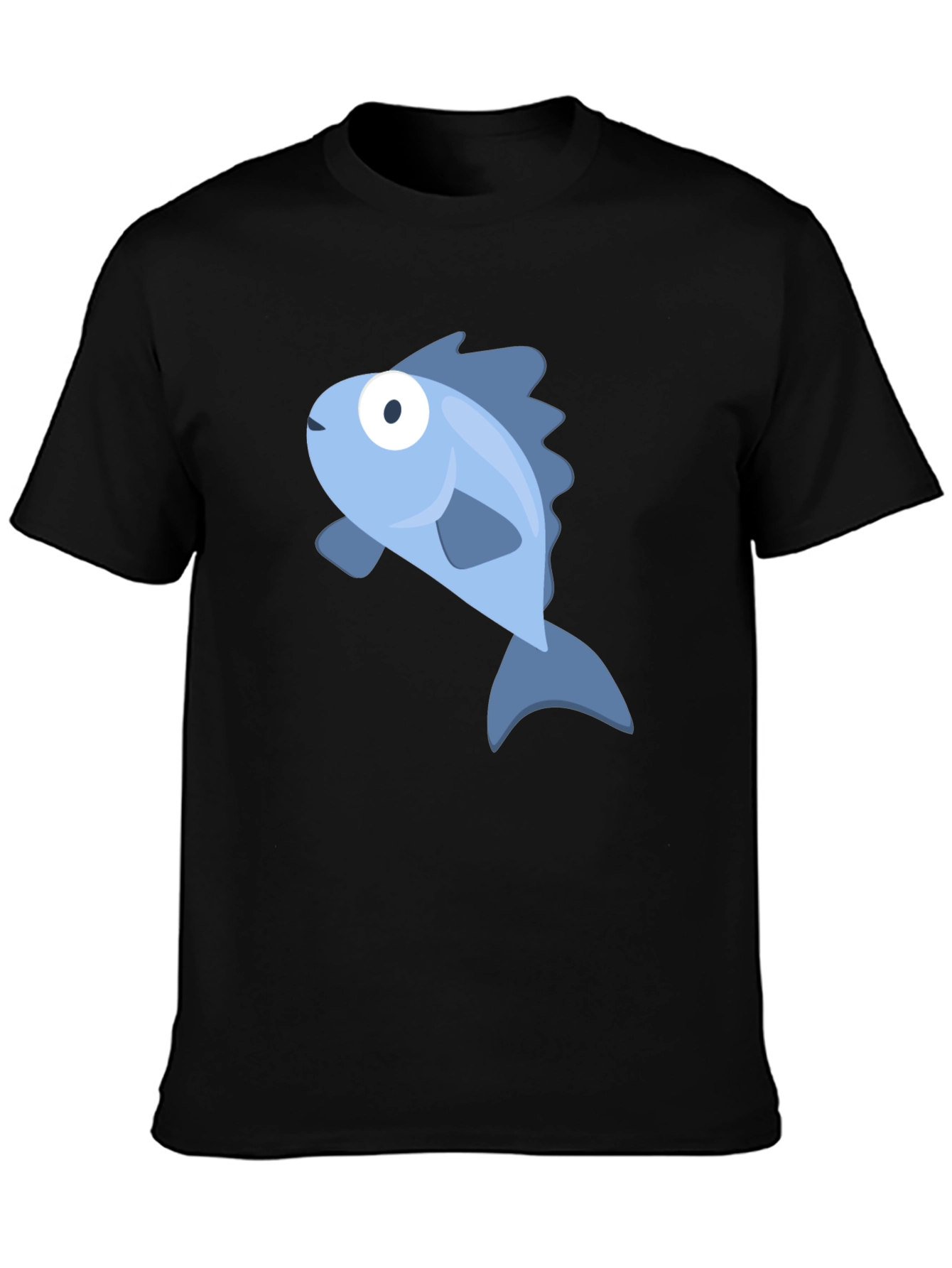 Blue Fish Graphic Black T-Shirt
