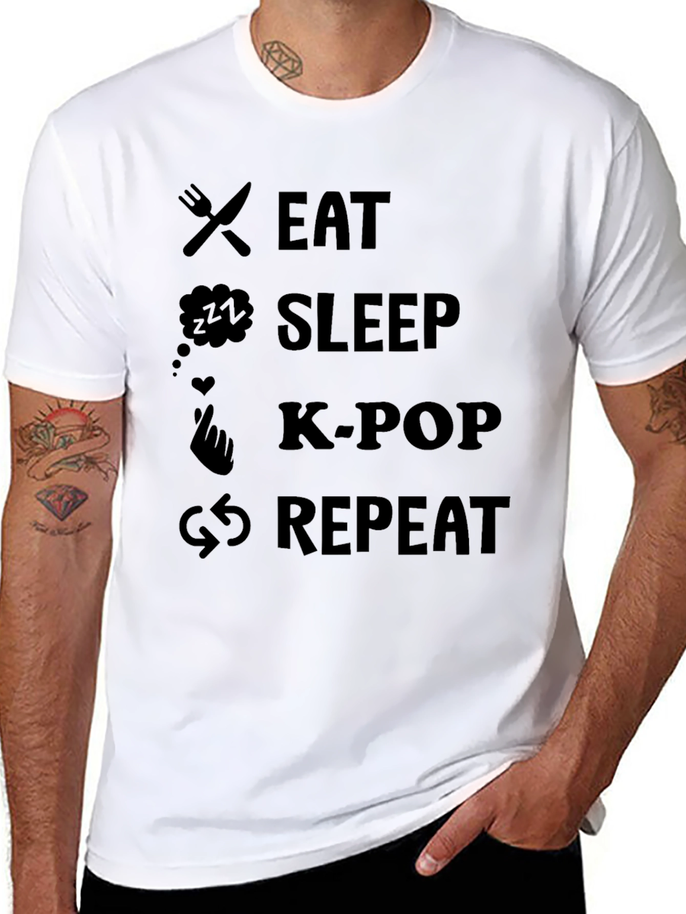 Eat Sleep K-Pop Repeat Graphic Tee