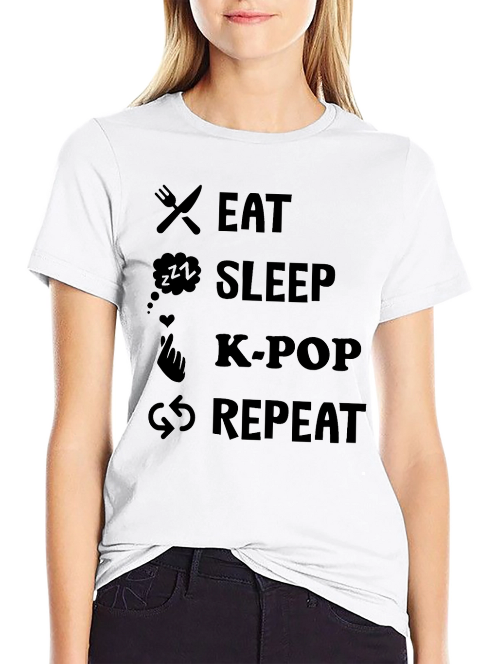 Eat Sleep K-Pop Repeat Graphic Tee