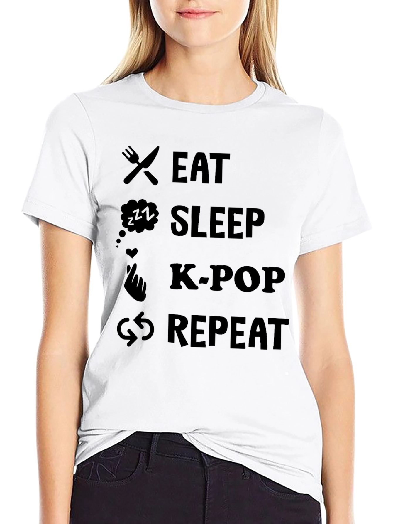 Eat Sleep K-Pop Repeat Graphic Tee