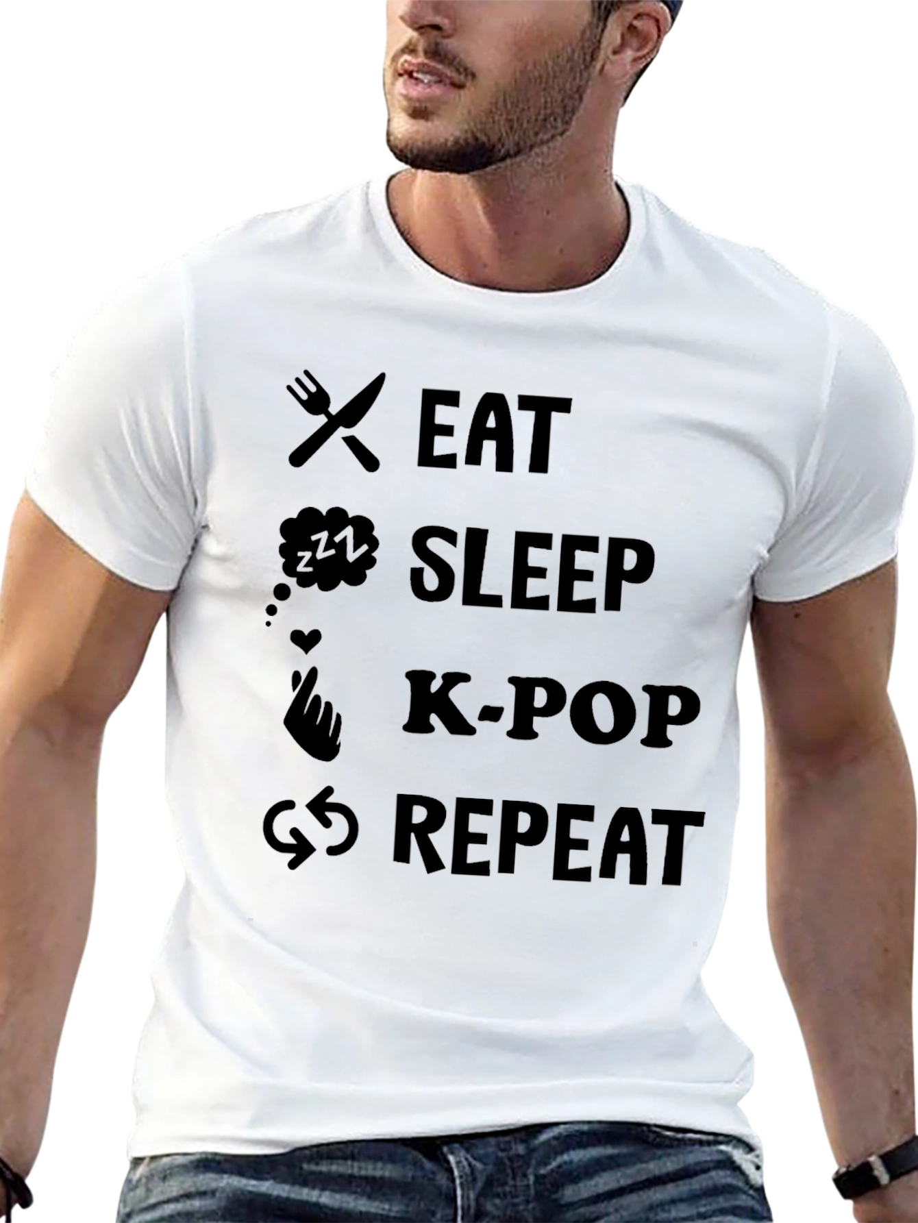 Eat Sleep K-Pop Repeat Graphic Tee