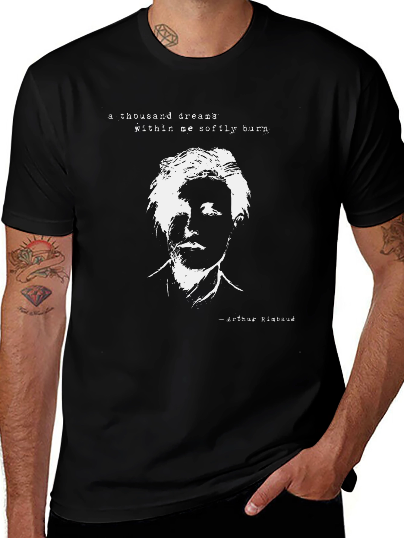 Arthur Rimbaud Graphic Print T-Shirt - Black