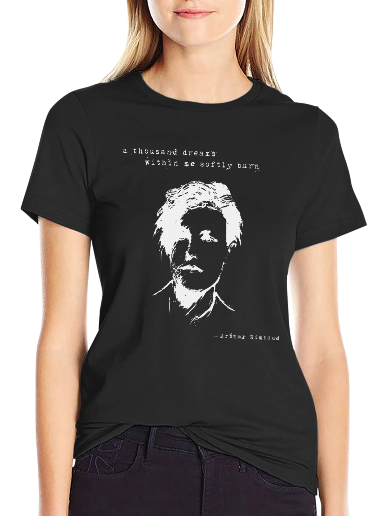 Arthur Rimbaud Graphic Print T-Shirt - Black