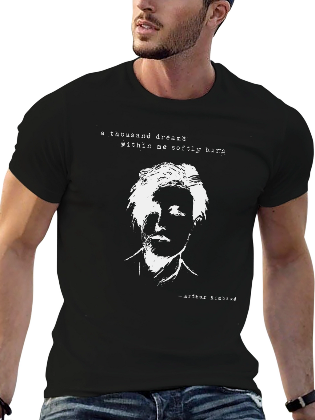 Arthur Rimbaud Graphic Print T-Shirt - Black