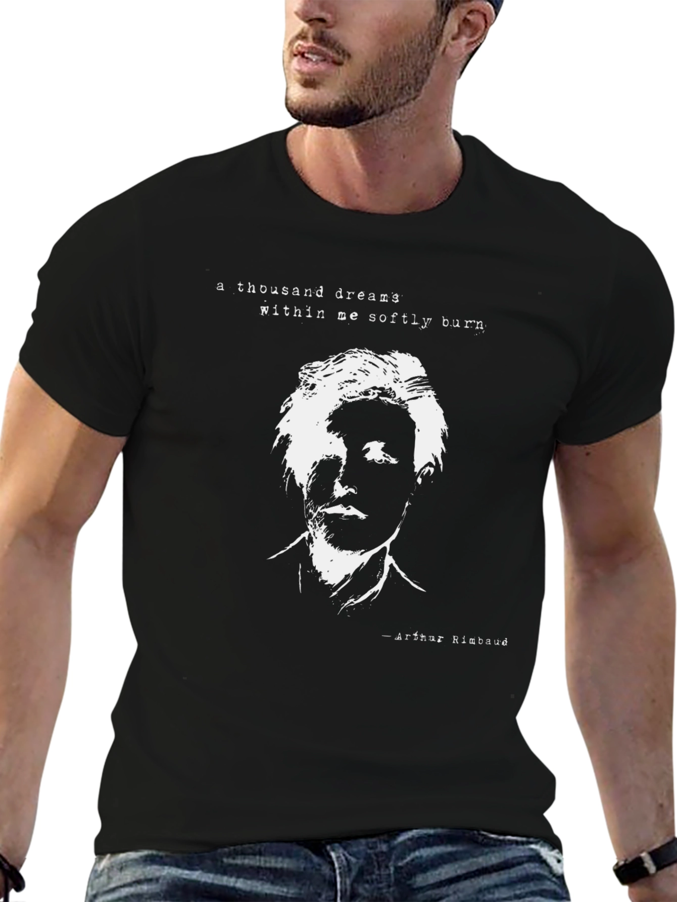 Arthur Rimbaud Graphic Print T-Shirt - Black