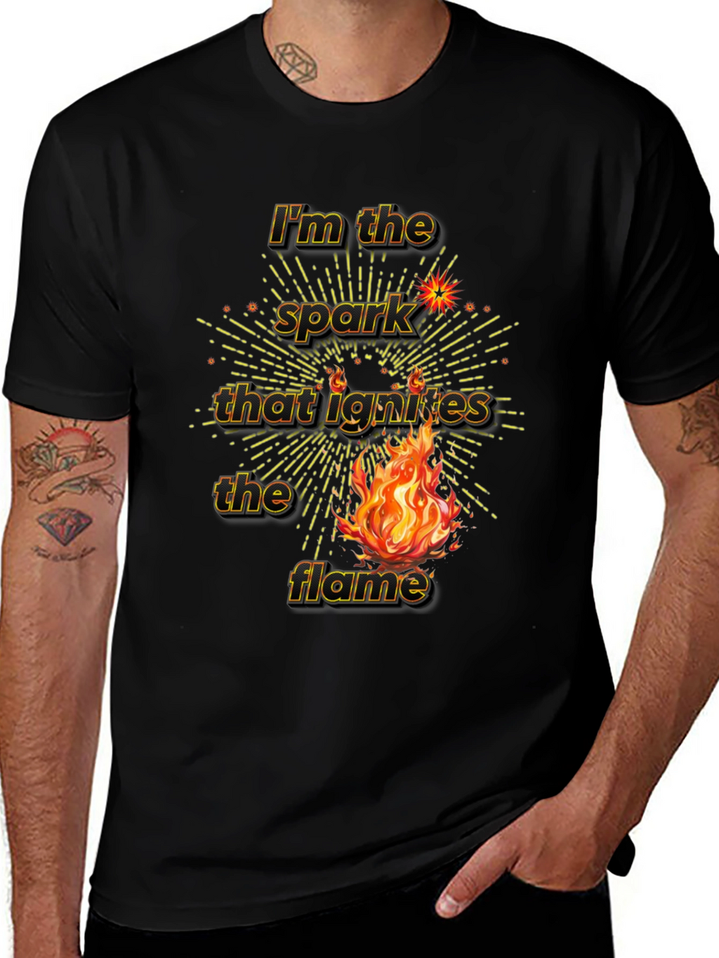 Spark Ignites Flame Graphic Tee - Black