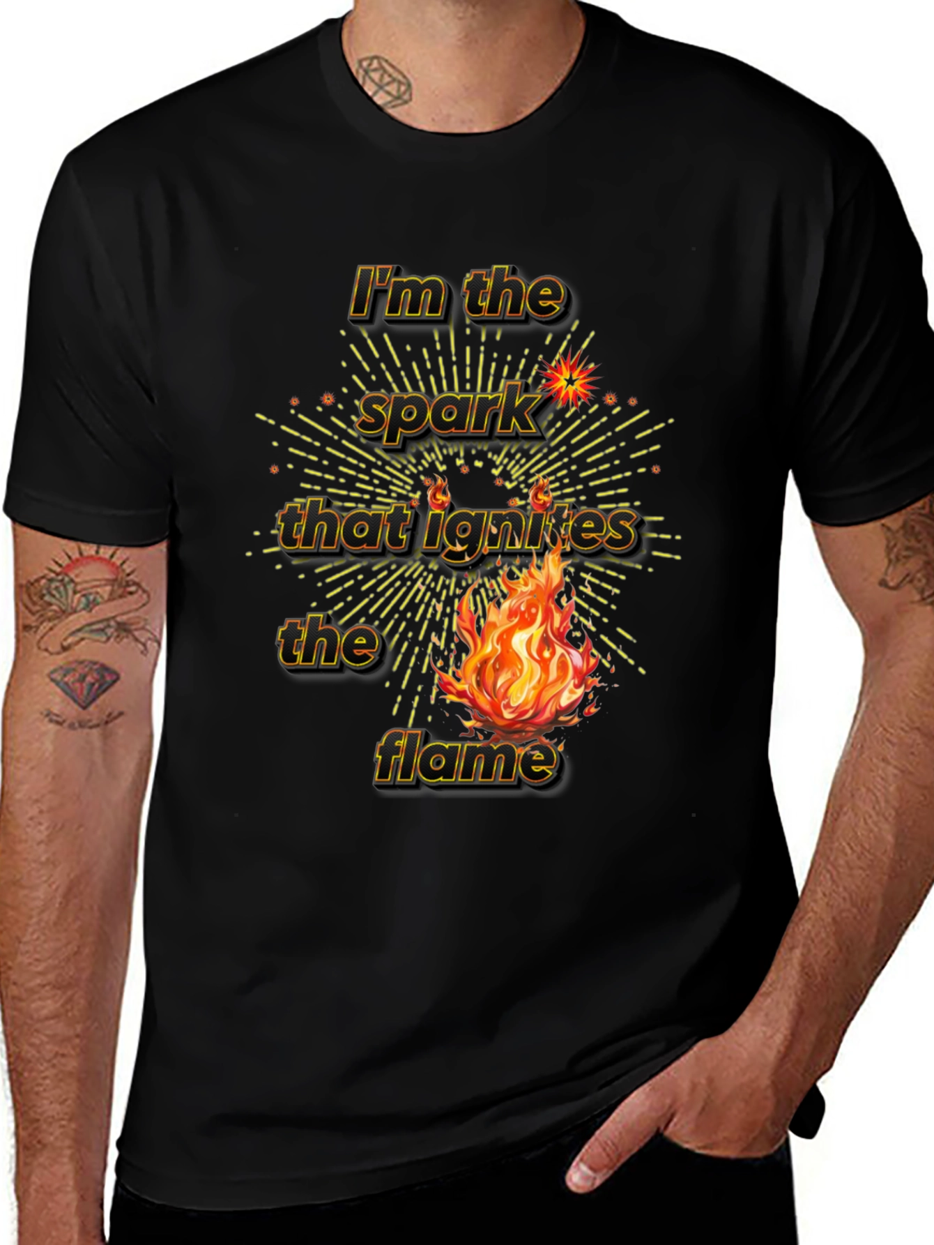 Spark Ignites Flame Graphic Tee - Black