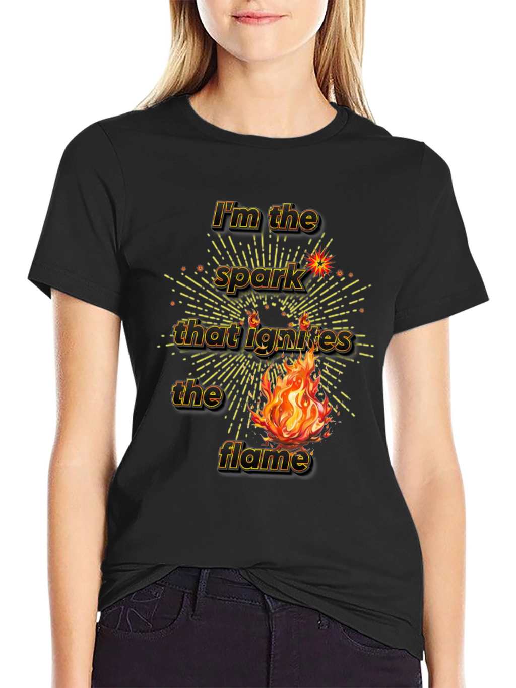 Spark Ignites Flame Graphic Tee - Black