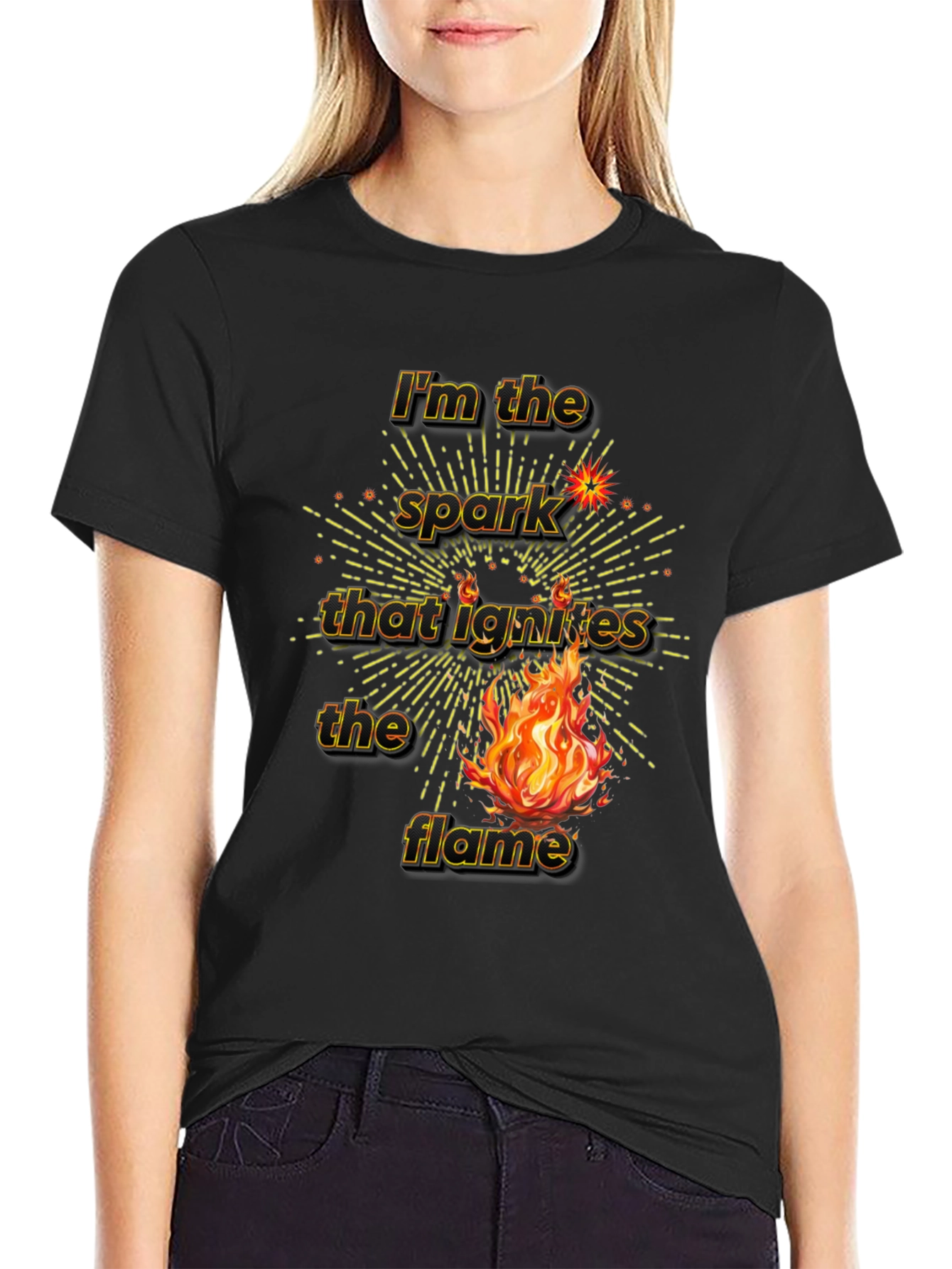 Spark Ignites Flame Graphic Tee - Black