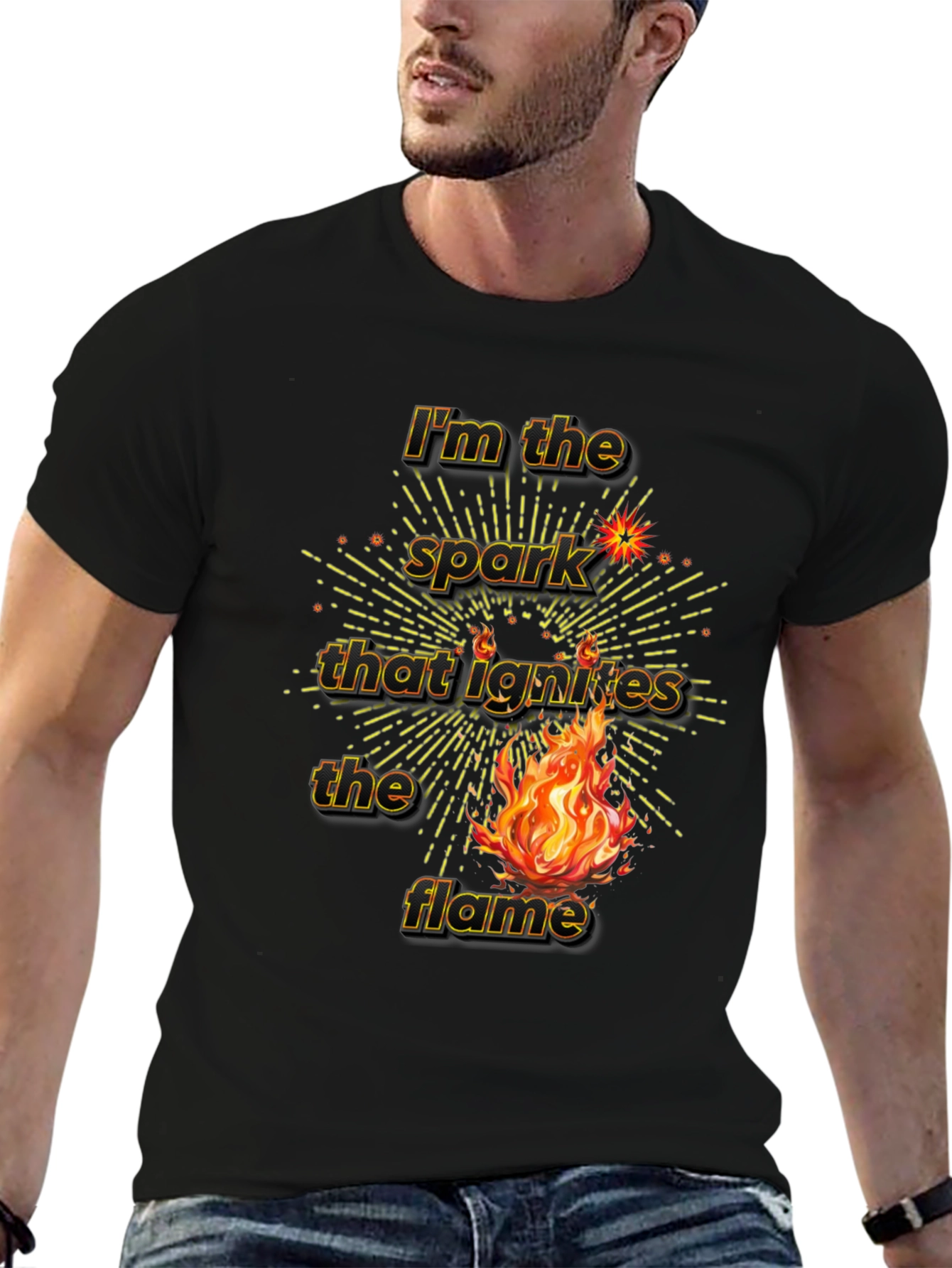 Spark Ignites Flame Graphic Tee - Black