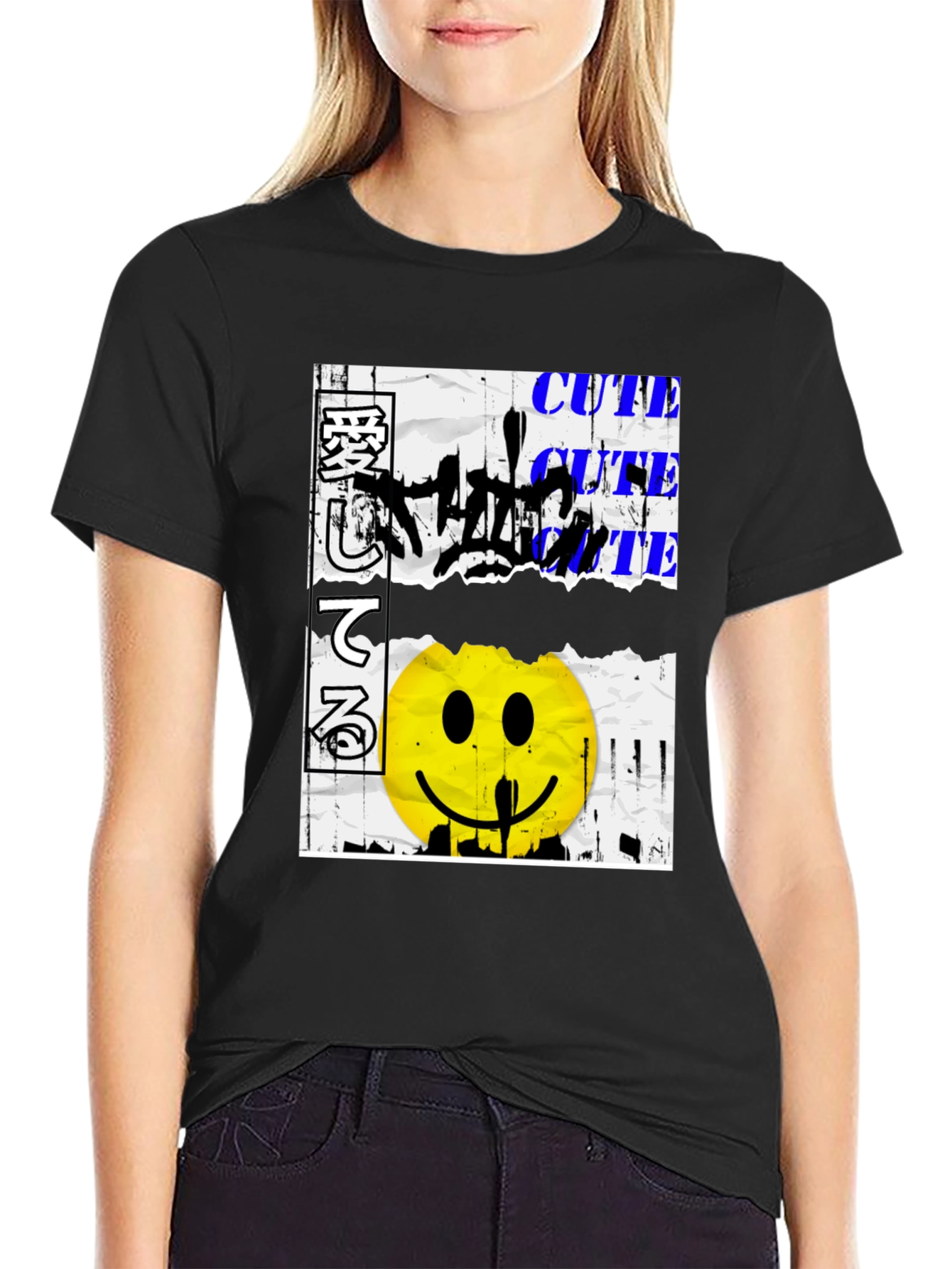 Edgy Graphic Print Black Tee