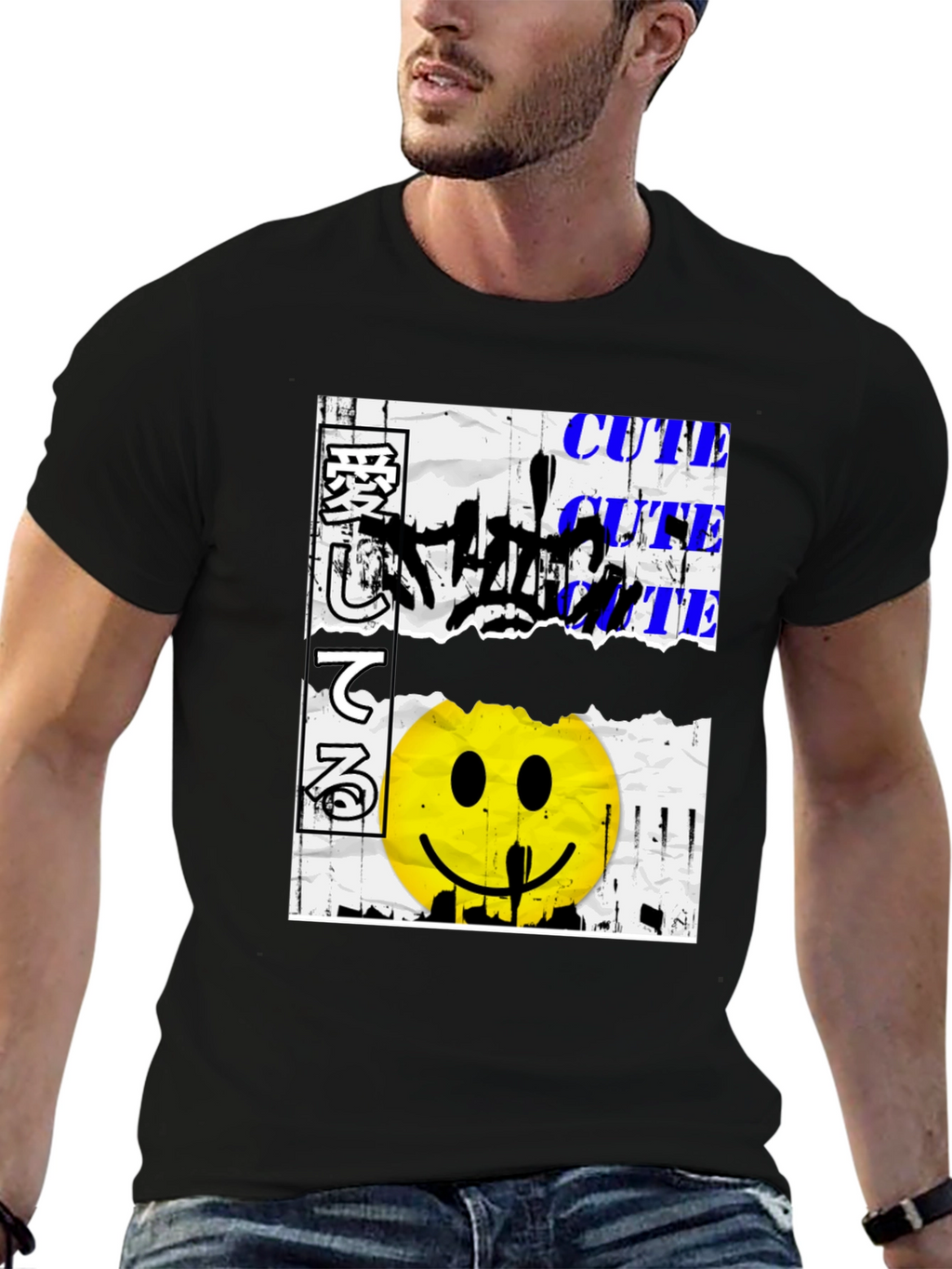 Edgy Graphic Print Black Tee