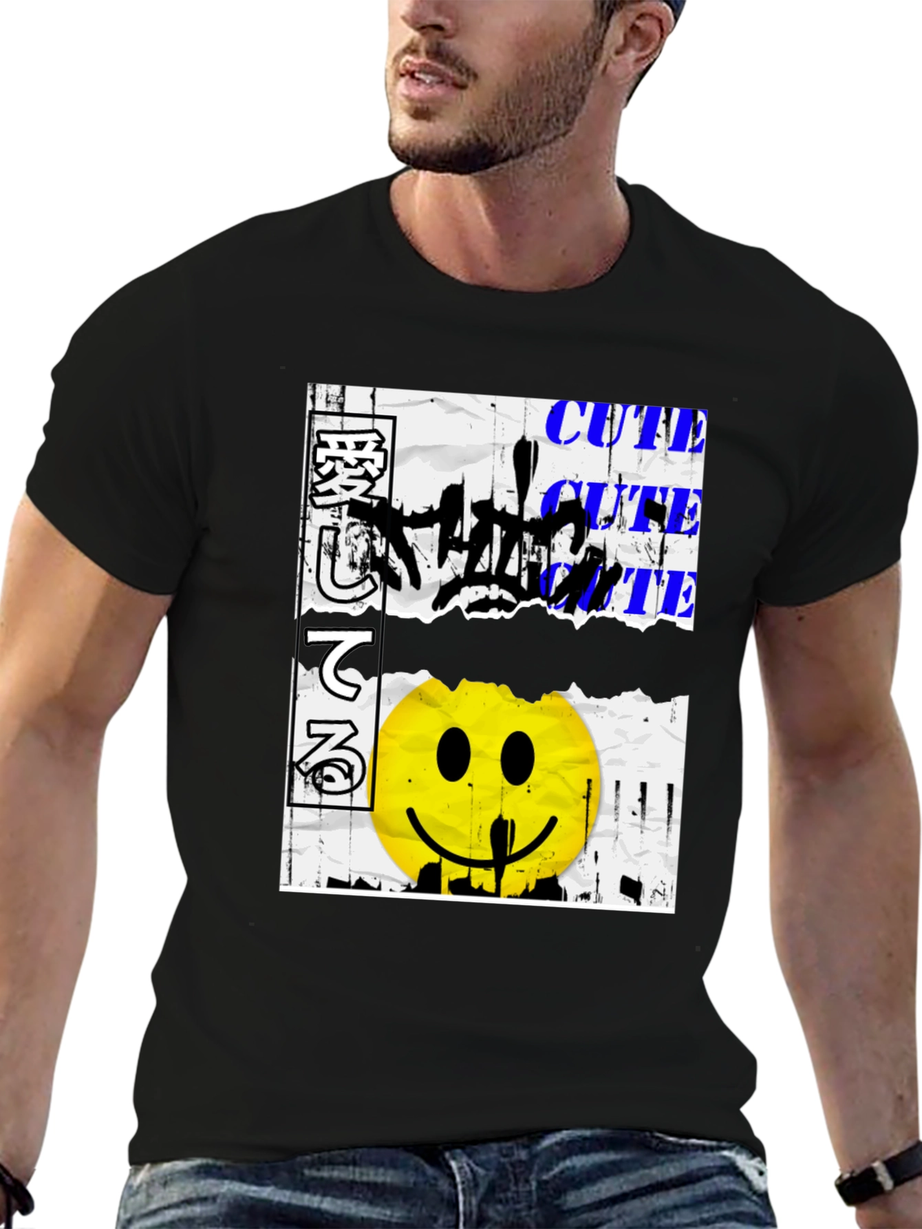 Edgy Graphic Print Black Tee