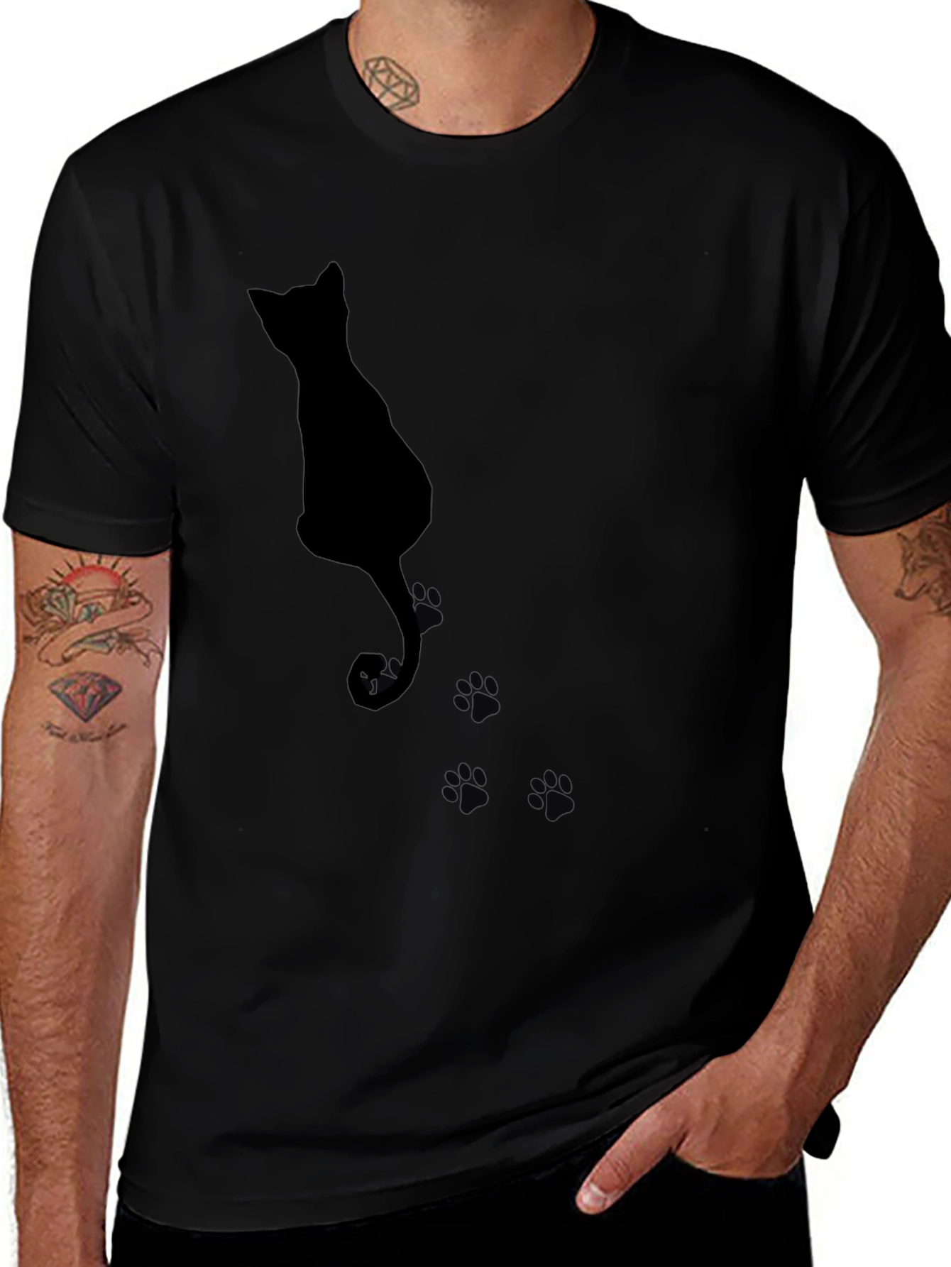 Black Cat Silhouette T-Shirt for Cat Lovers