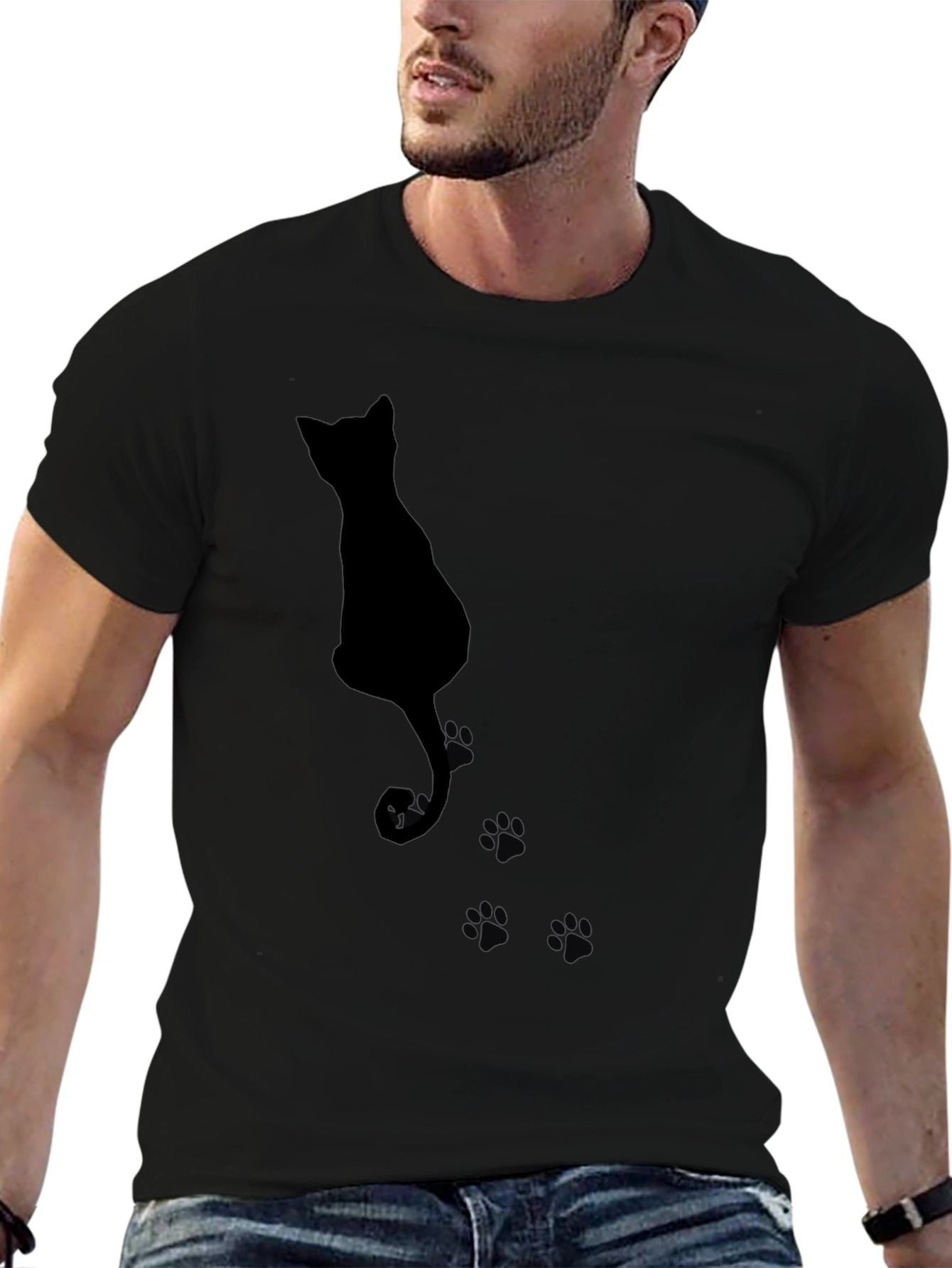 Black Cat Silhouette T-Shirt for Cat Lovers