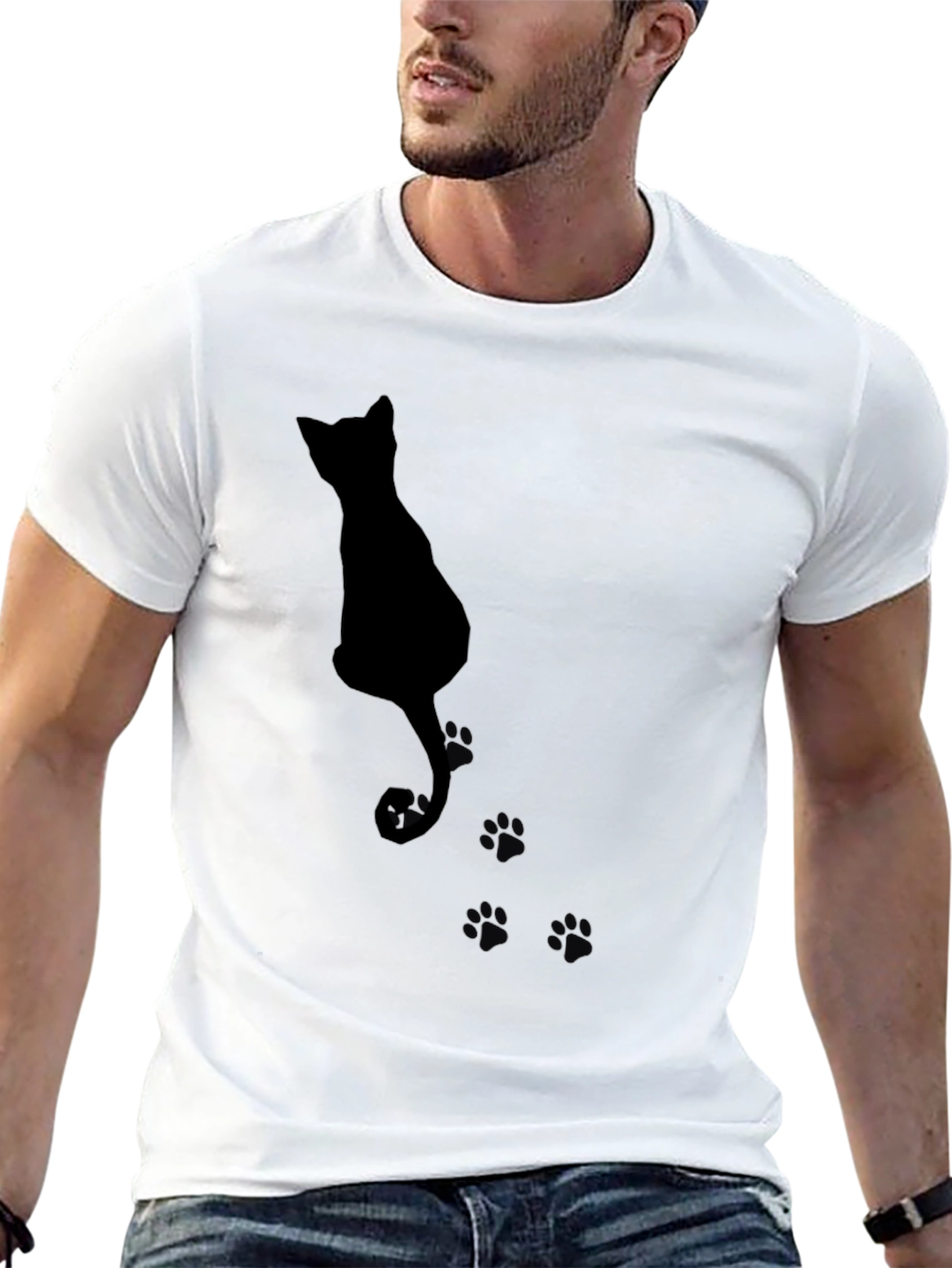Black Cat Silhouette T-Shirt for Cat Lovers